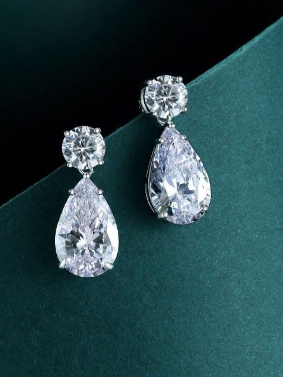 

BRIA JEWELS 925 Sterling Silver Rhodium-Plated Teardrop Shaped Drop Earrings