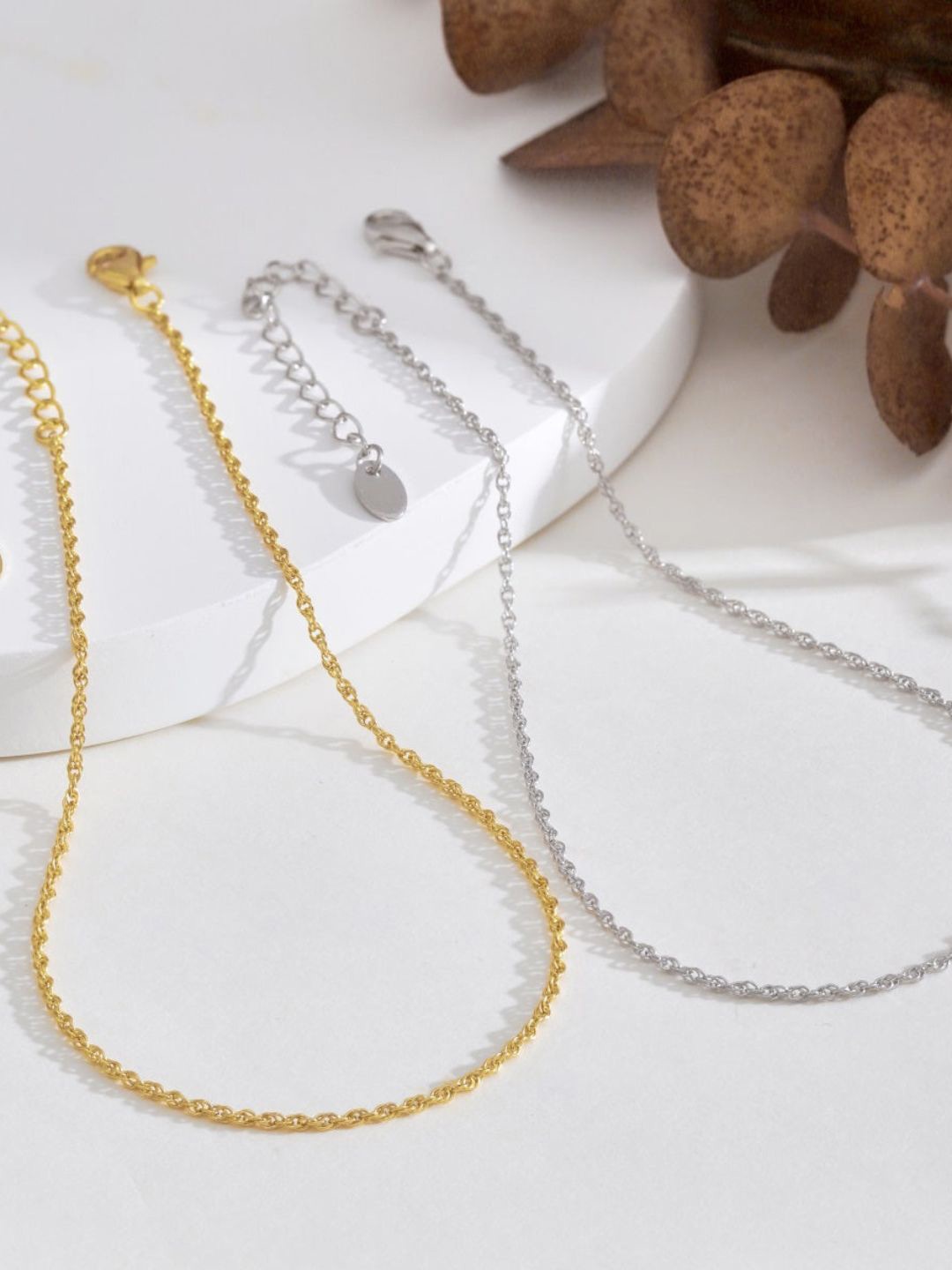 

BRIA JEWELS Rhodium-Plated Artificial Stones and Beads Anklet, Silver