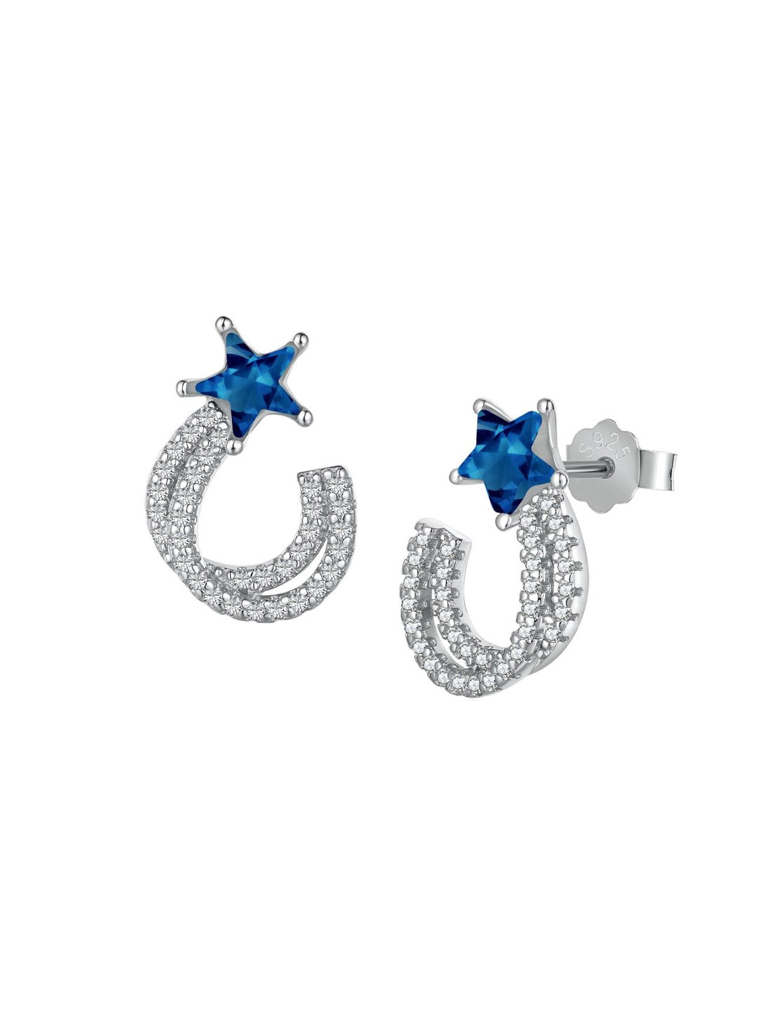 

BRIA JEWELS Rhodium-Plated Cubic Zirconia-Studded 925 Sterling Silver Studs Earrings