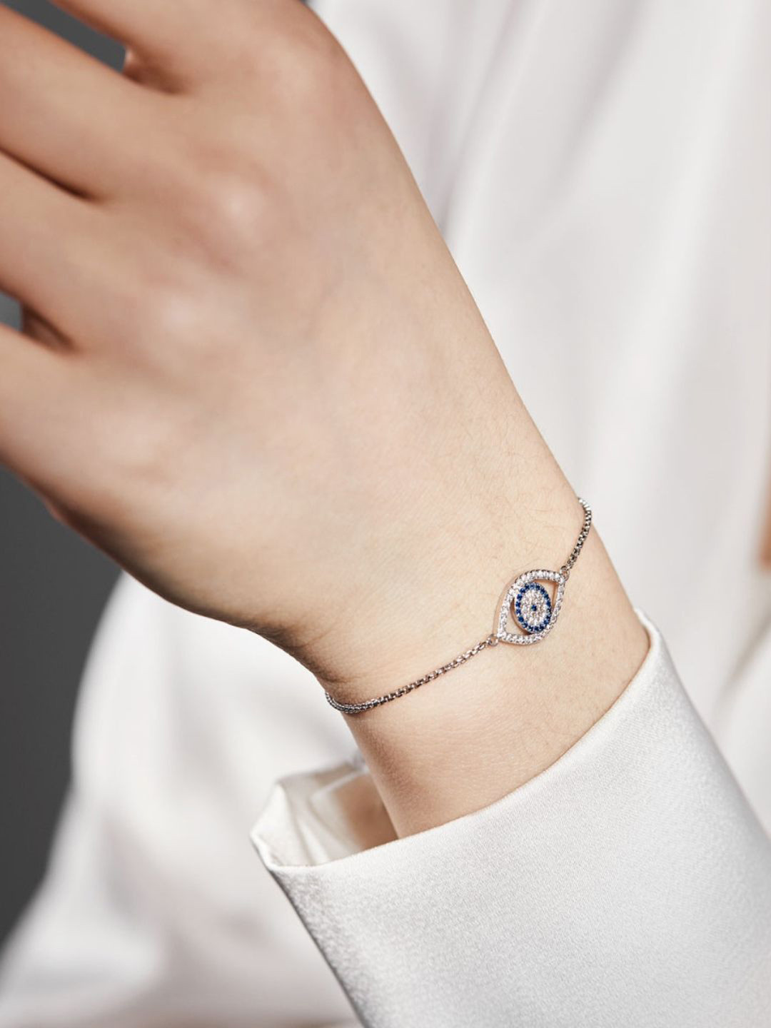 

BRIA JEWELS Women Silver Cubic Zirconia Rhodium-Plated Wraparound Bracelet