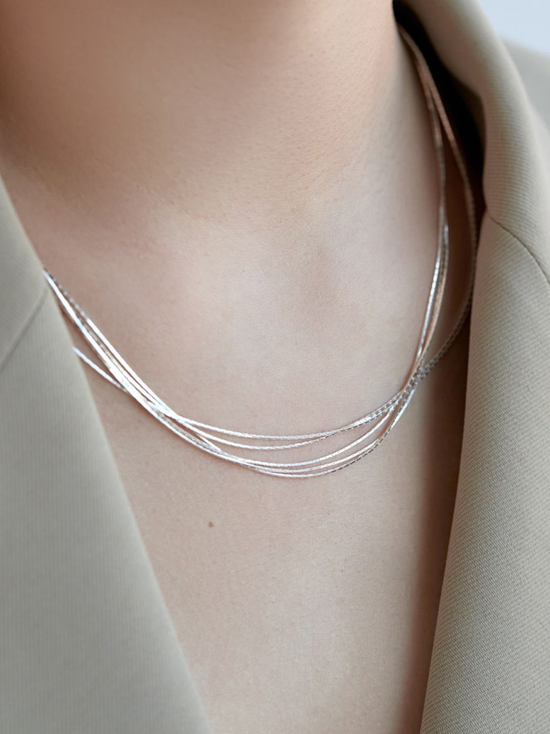 

BRIA JEWELS Silver Rhodium-Plated Layered Chain