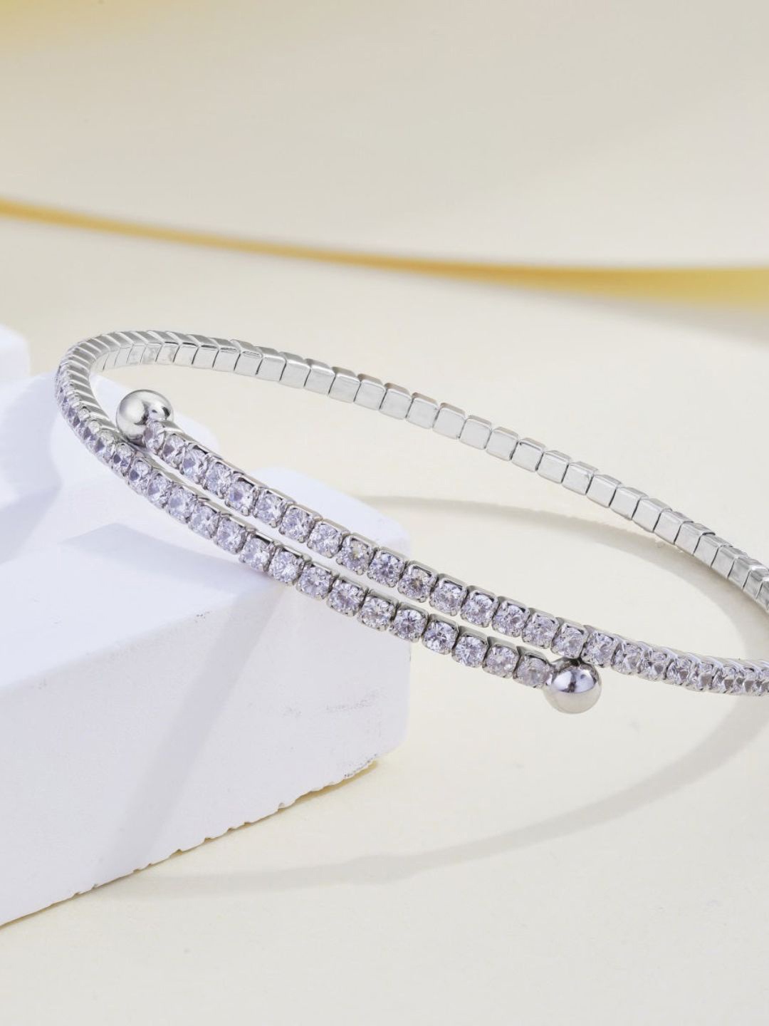 

BRIA JEWELS Set Of 3 Silver Cubic Zirconia Gold-Plated Kada Bracelet