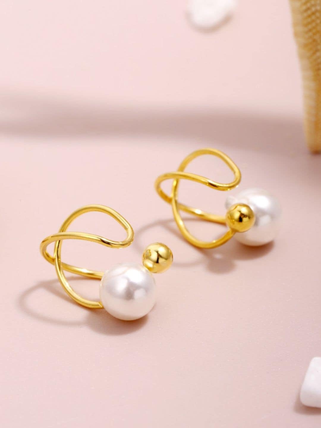 

BRIA JEWELS Sterling Silver Gold-Plated Contemporary Hoop Earrings