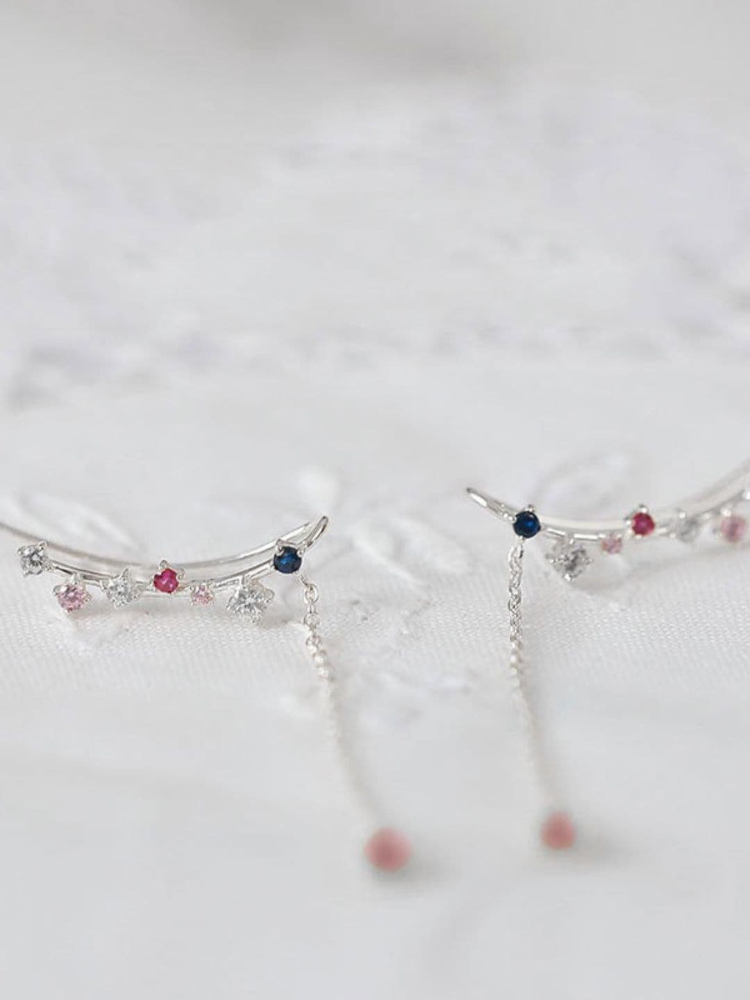 

BRIA JEWELS Rhodium-Plated Cubic Zirconia-Studded Sterling Silver Drop Earrings