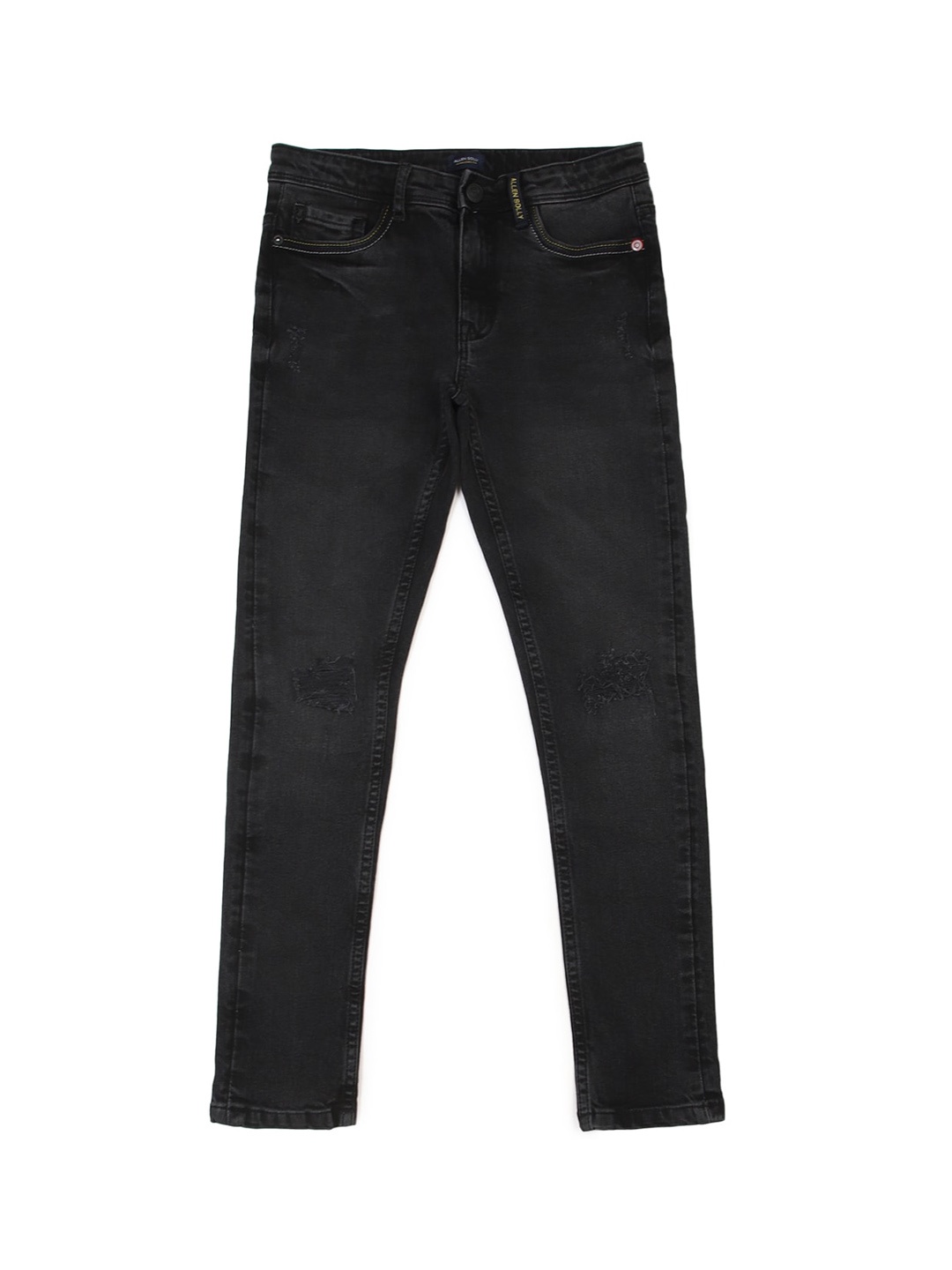 

Allen Solly Junior Boys Skinny Fit Mildly Distressed Light Fade Stretchable Jeans, Black