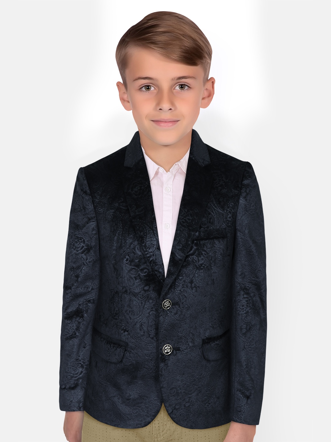 

Allen Solly Junior Boys Printed Single-Breasted Party Blazer, Black