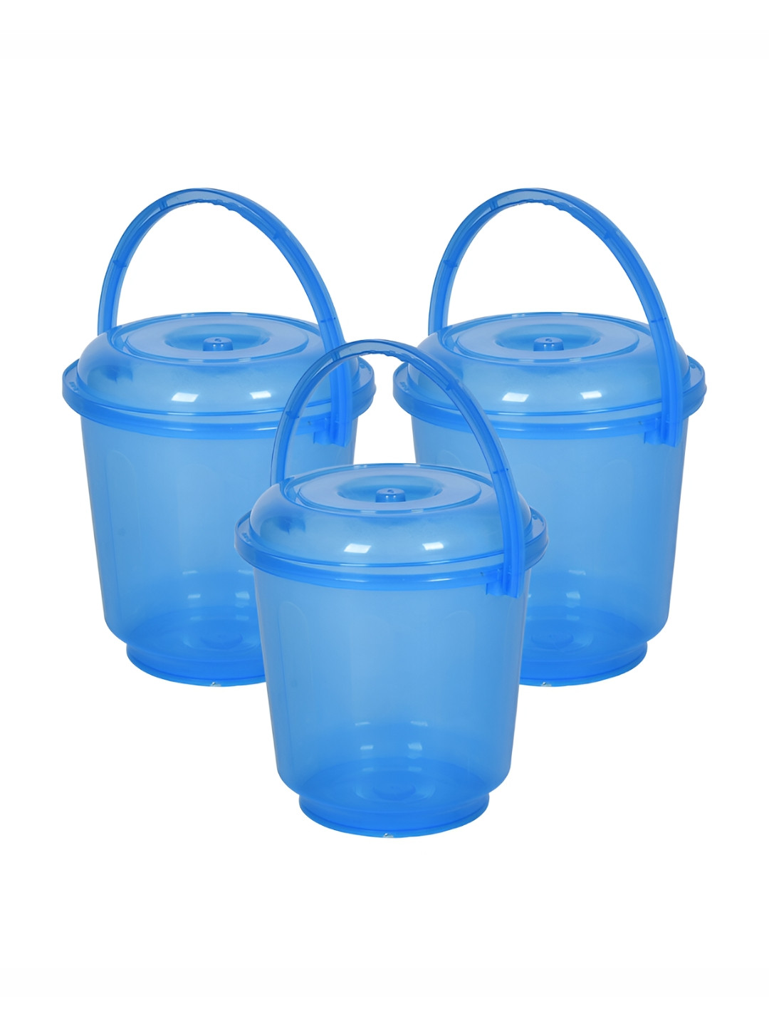 

Kuber Industries Transparent 3 Pieces Solid Bathroom Bucket