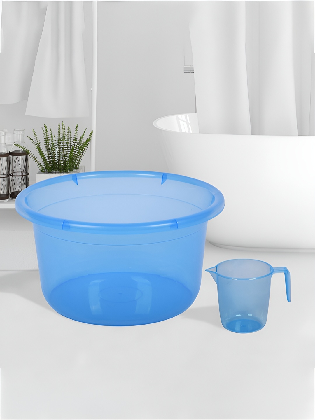 

Kuber Industries Transparent & Blue 2 Pieces Bath Accessories Set