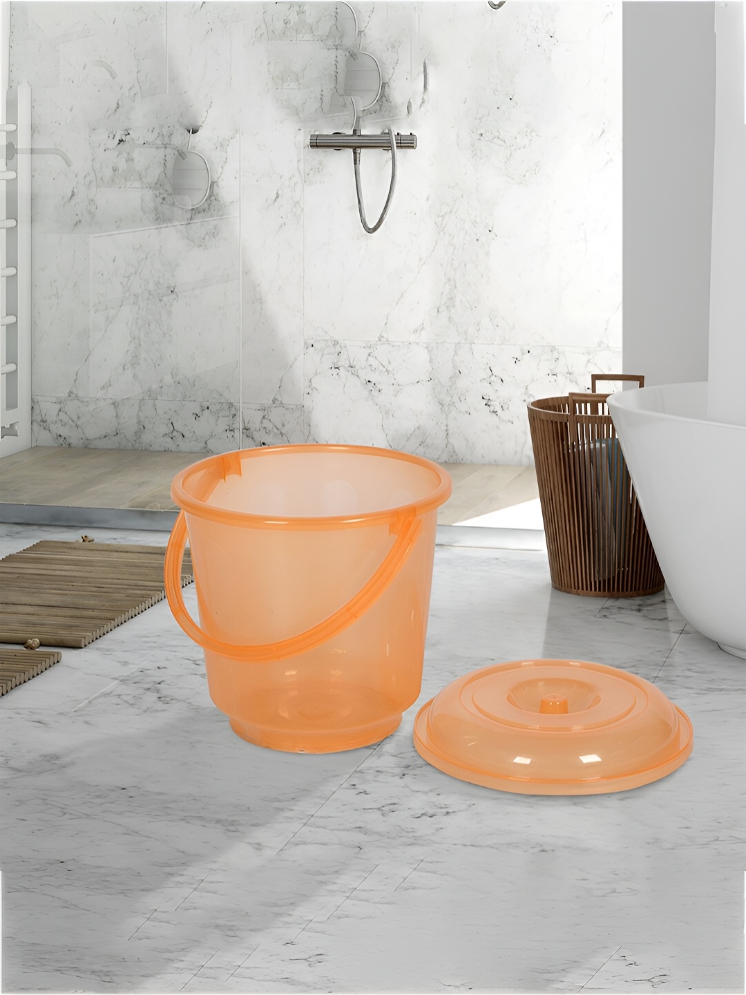 

Kuber Industries Transparent & Orange 4 Pieces Classic Bath Accessories Set