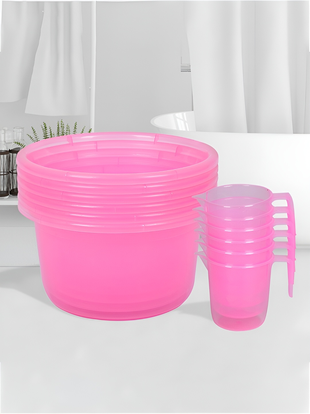 

Kuber Industries Transparent & Pink 12 Pieces Classic Bath Accessories Set
