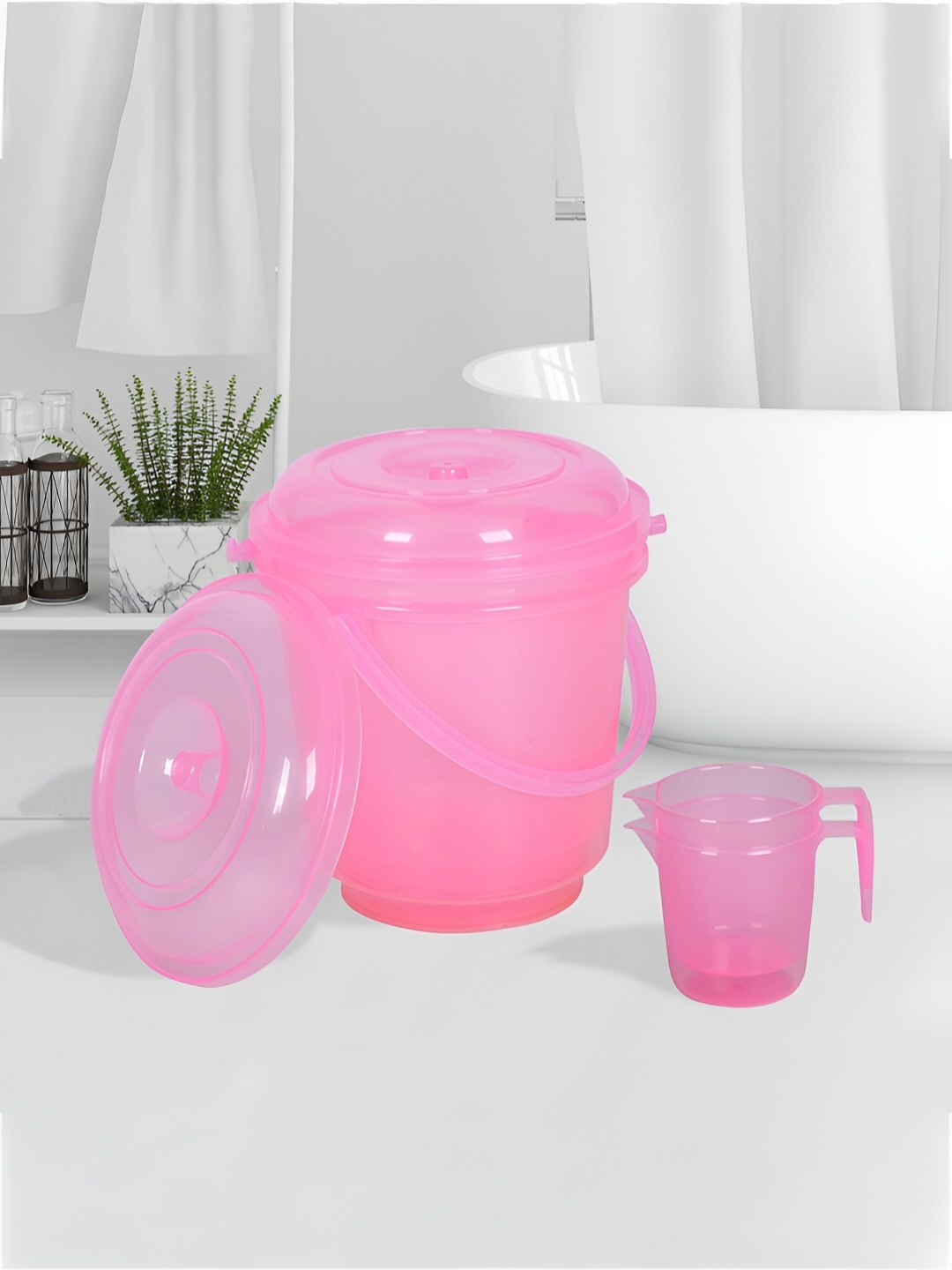 

Kuber Industries Transparent & Pink 4 Pieces Classic Bath Accessories Set