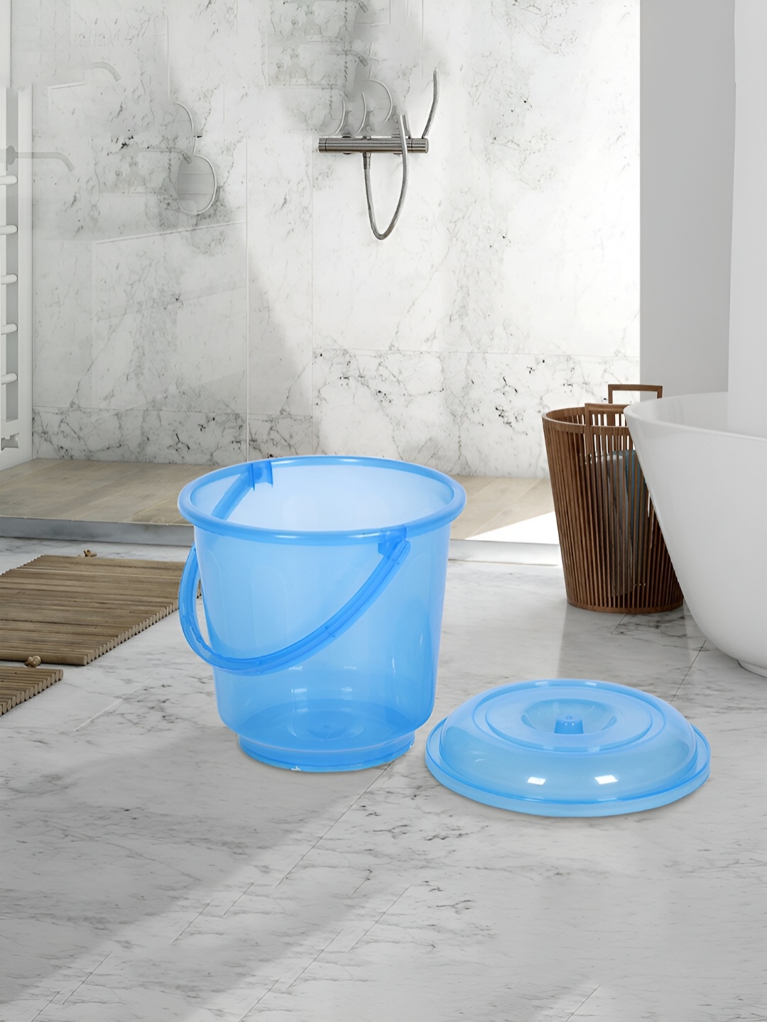 

Kuber Industries Blue & Pink 3 Pieces Solid Bathroom Bucket