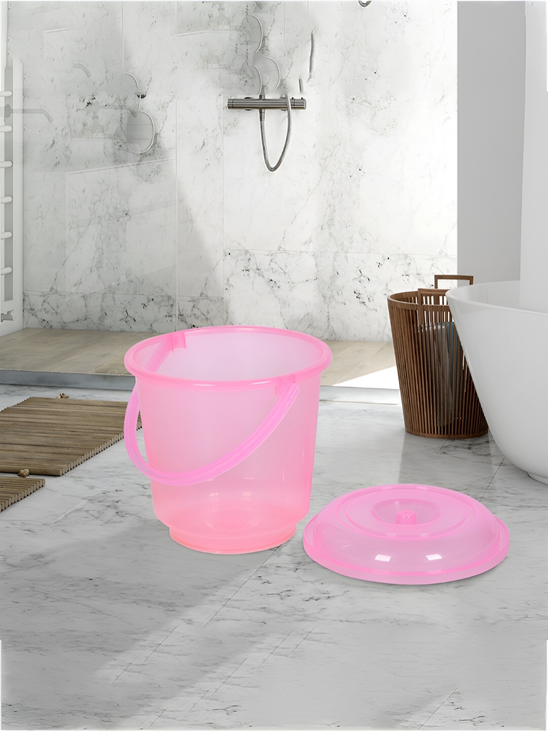 

Kuber Industries Transparent & Pink 12 Pieces Bath Accessories Set