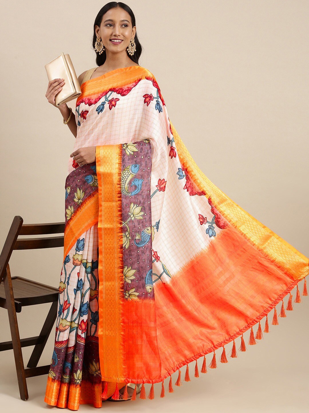

PATIALAPICKS Ethnic Motifs Zari Pure Silk Paithani Saree, Yellow