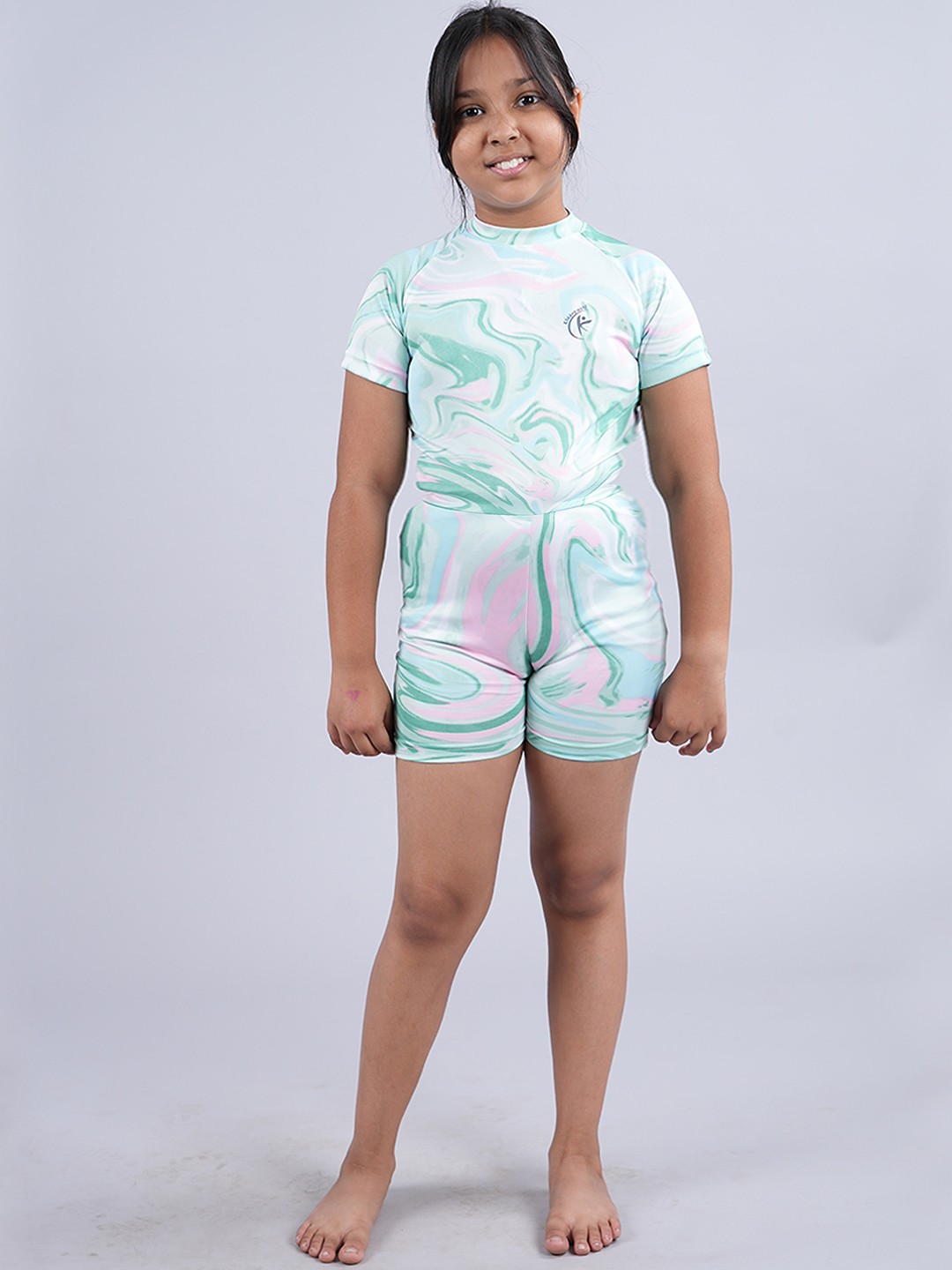 

KiddoPanti Kids Printed Mid-Thigh Length Legsuit, Green