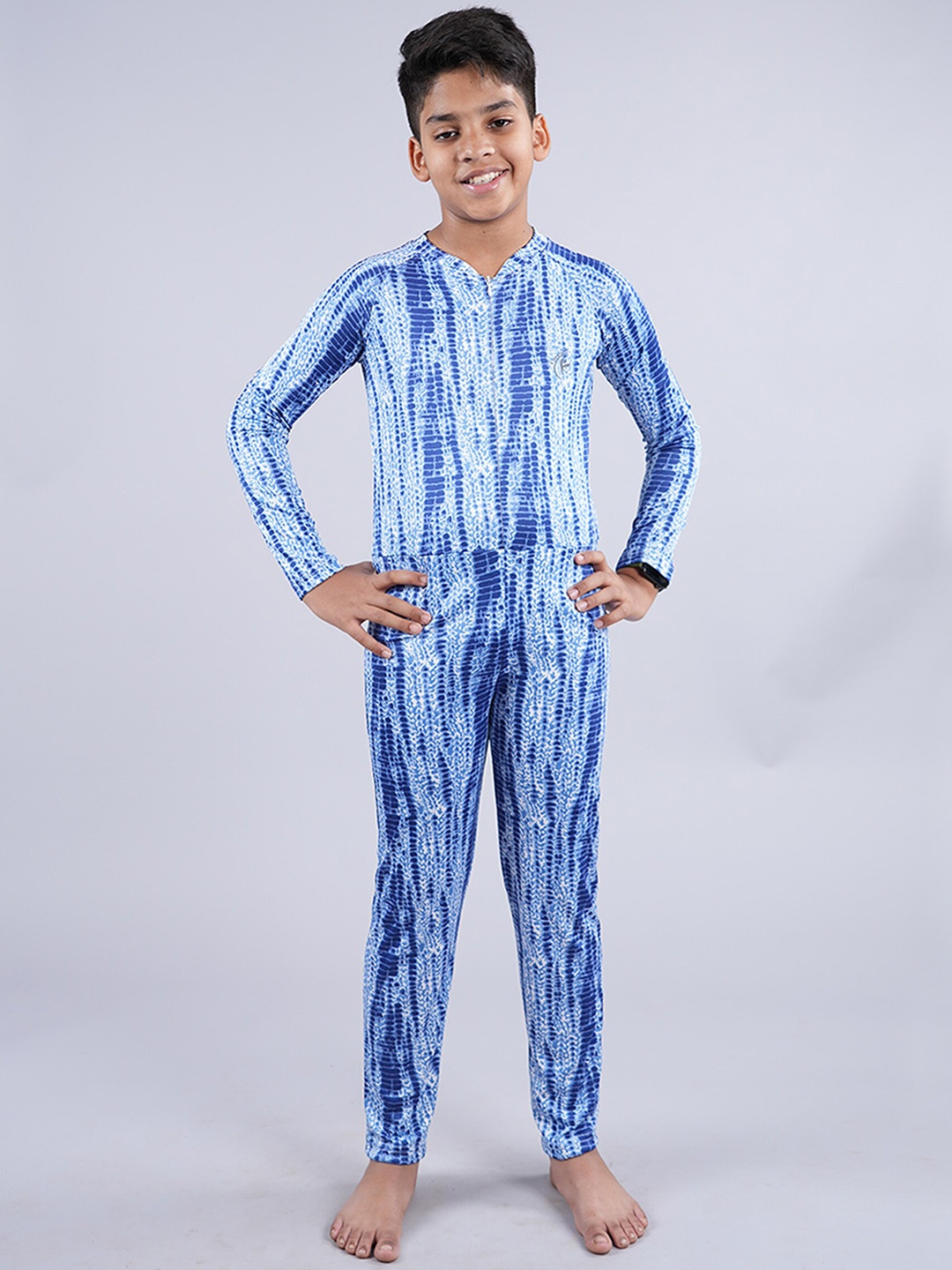 

KiddoPanti Kids Printed Full-Length Legsuit, Blue