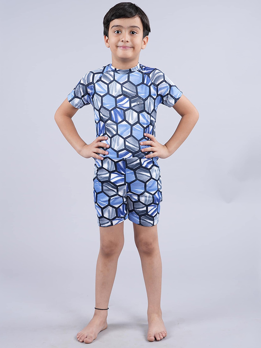 

KiddoPanti Kids Printed Legsuits, Navy blue