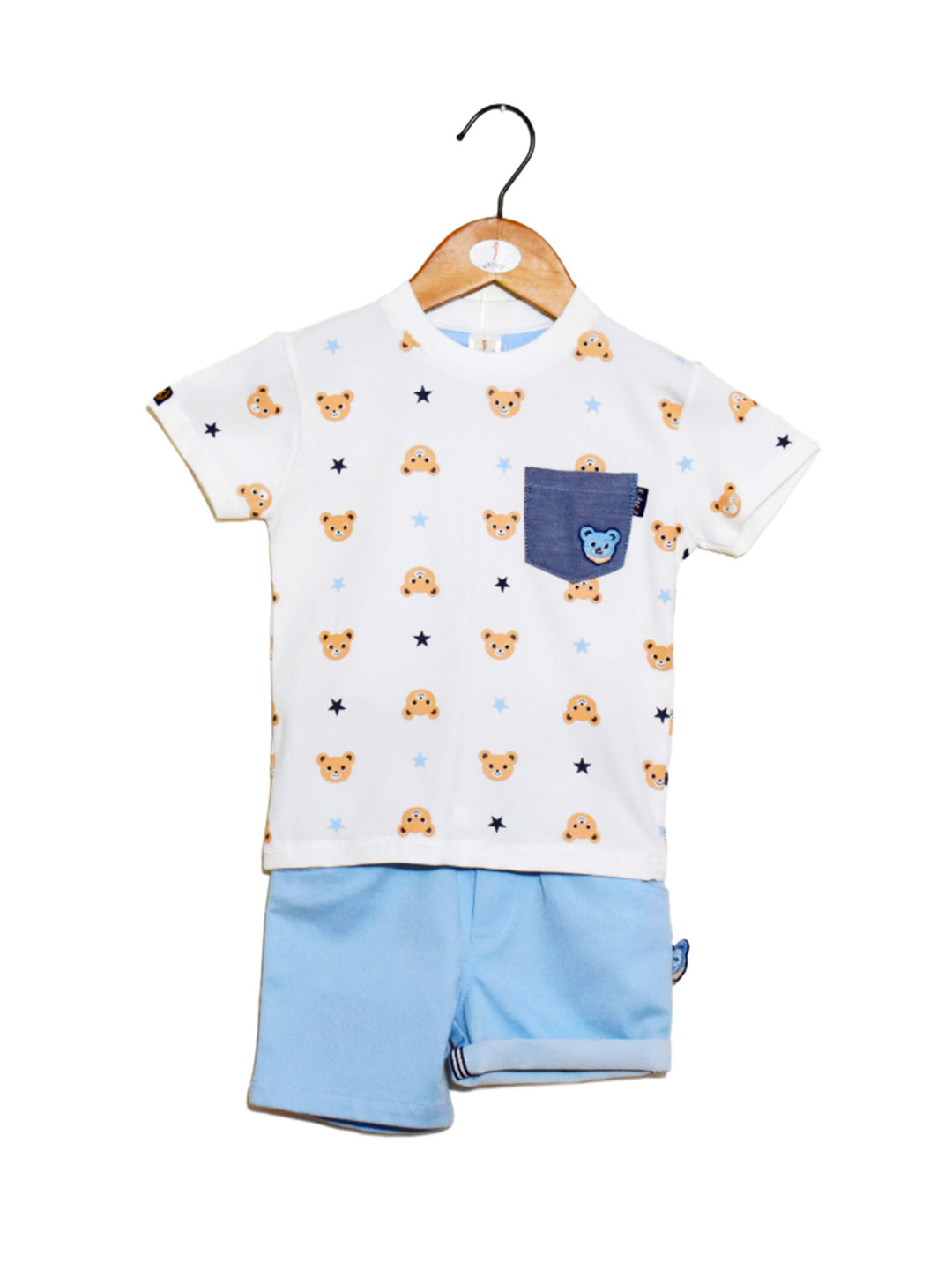 

BAESD Boys Printed Pure Cotton T-shirt with Shorts, White