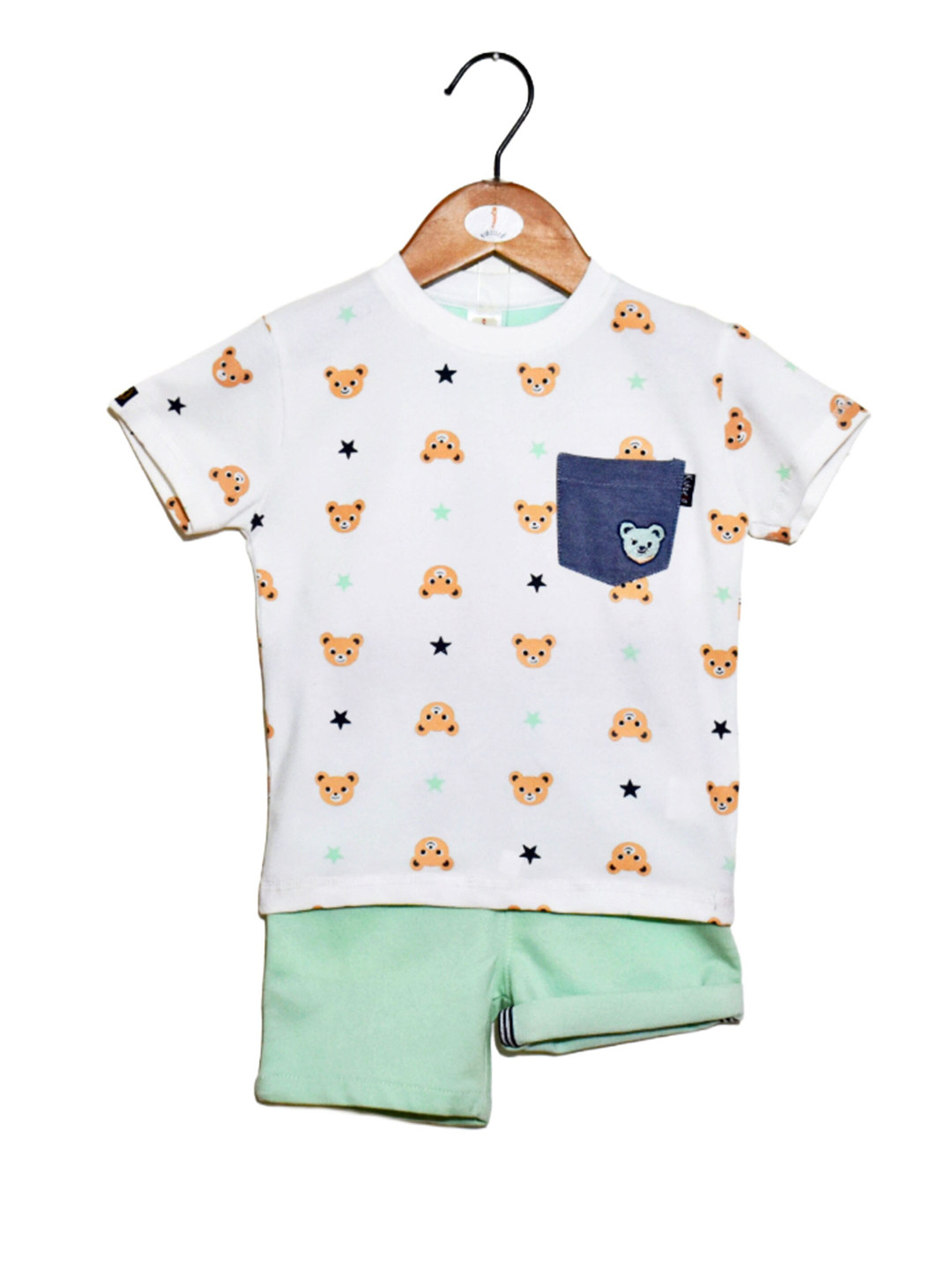 

BAESD Boys Printed Pure Cotton T-shirt with Shorts, White