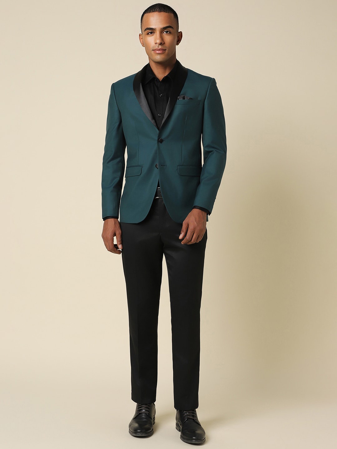 

Allen Solly Slim-Fit Single-Breasted Two-Piece Party Suit, Green