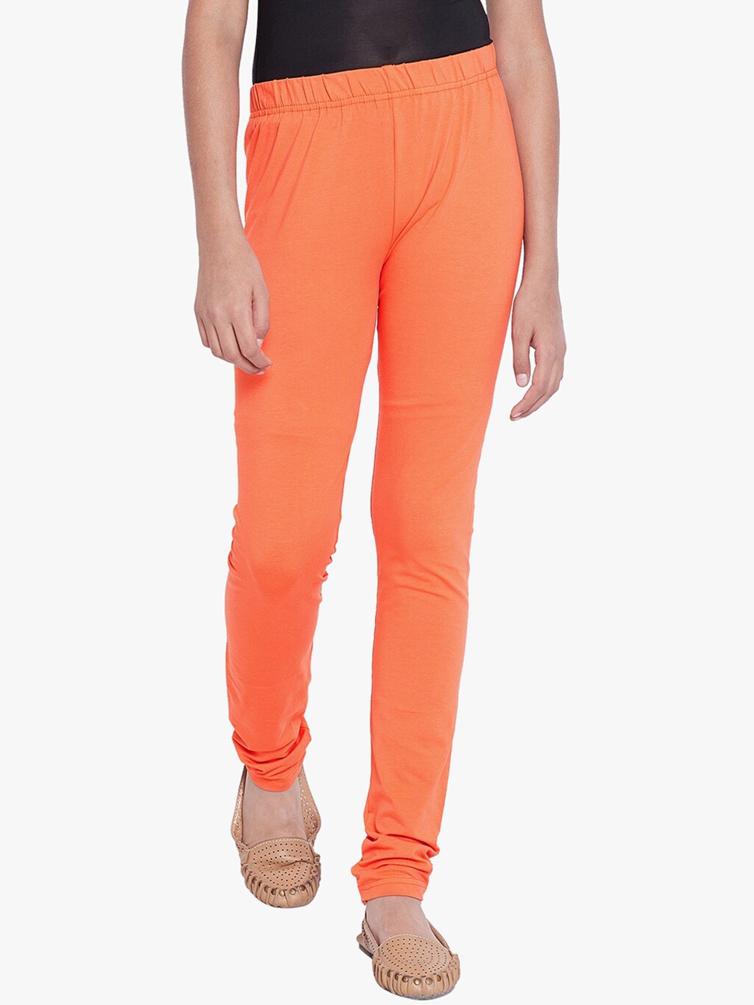 

THE PAJAMA FACTORY Girls 4-Way Stretch Churidar Length Leggings, Orange