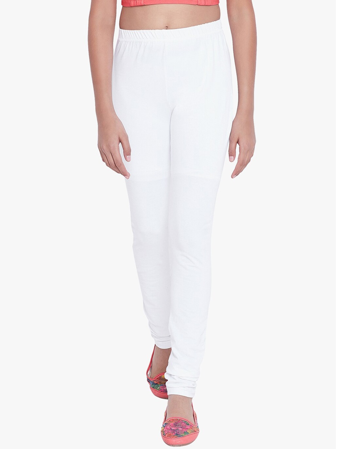 

THE PAJAMA FACTORY Girls 4-Way Stretch Churidar Length Leggings, White