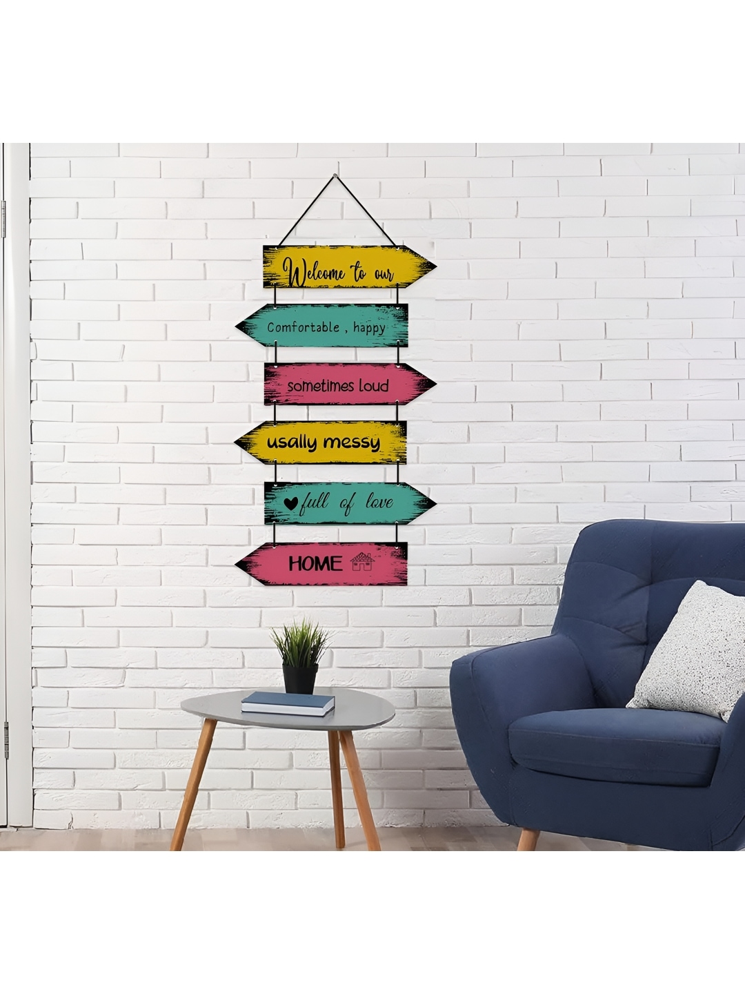 

Home Delight Yellow & Black Printed Wooden Wall Hanging