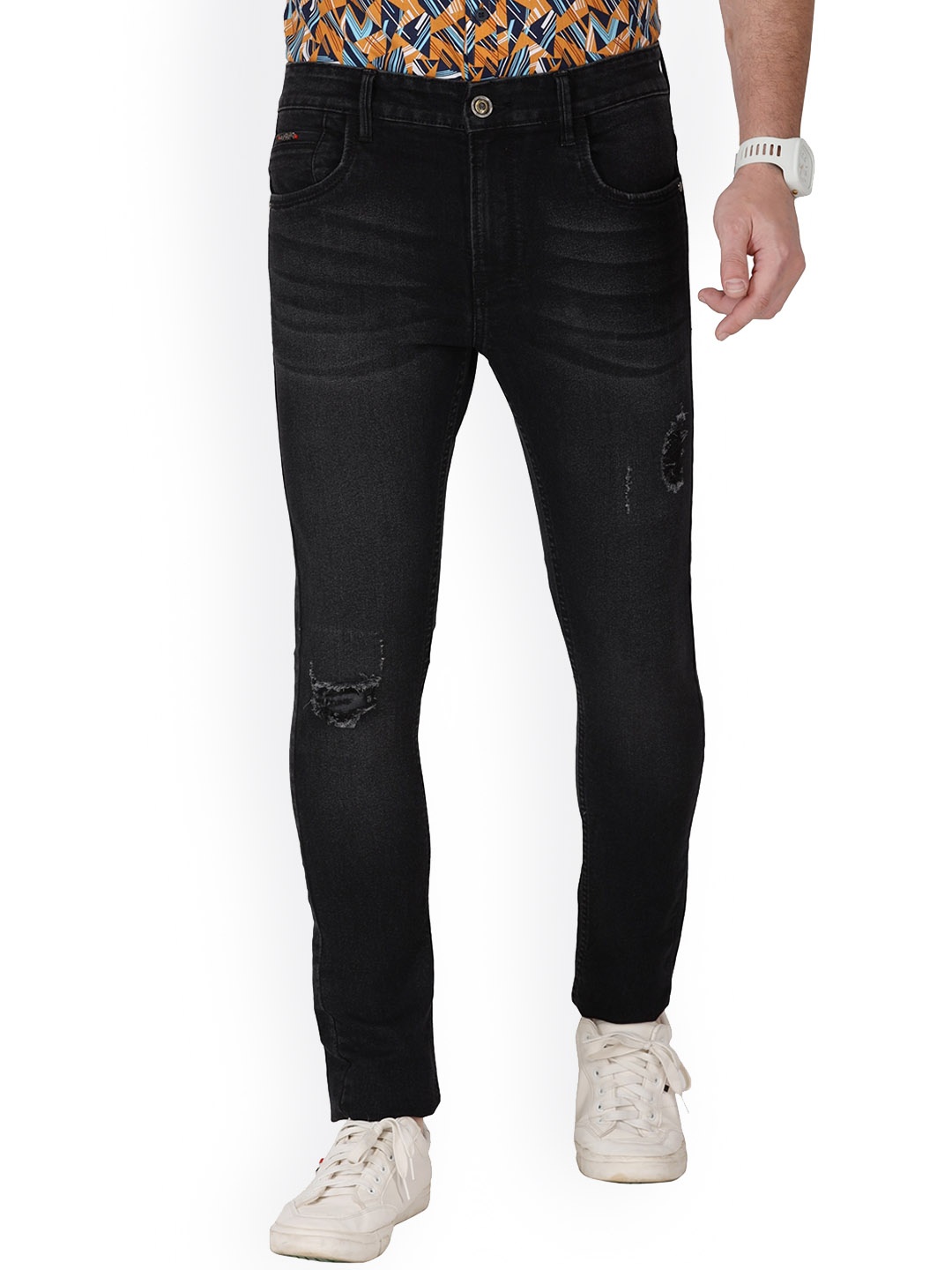 

Monterrey SF Men Original Slim Fit Mildly Distressed Light Fade Stretchable Jeans, Black