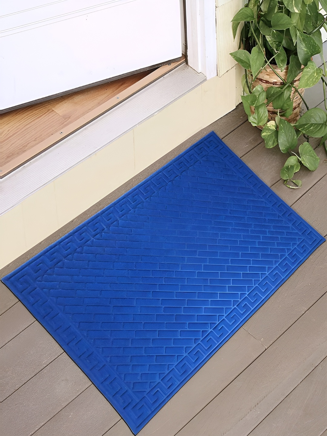 

HOKIPO Blue Textured Anti-Skid Doormat