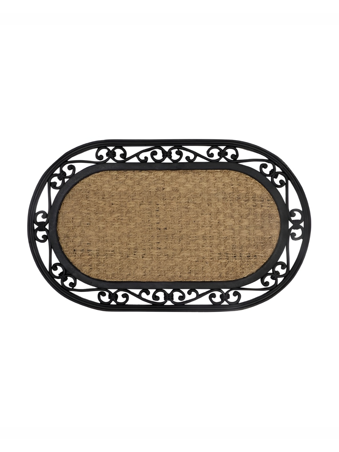 

HOKIPO Brown Oval Shaped Anti-Skid Doormat