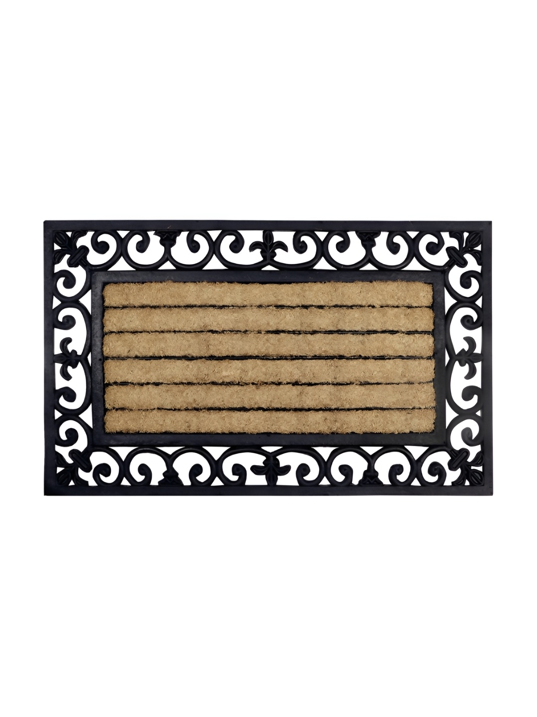 

HOKIPO Brown & Black Textured Rectangle Shaped Anti-Skid Doormat