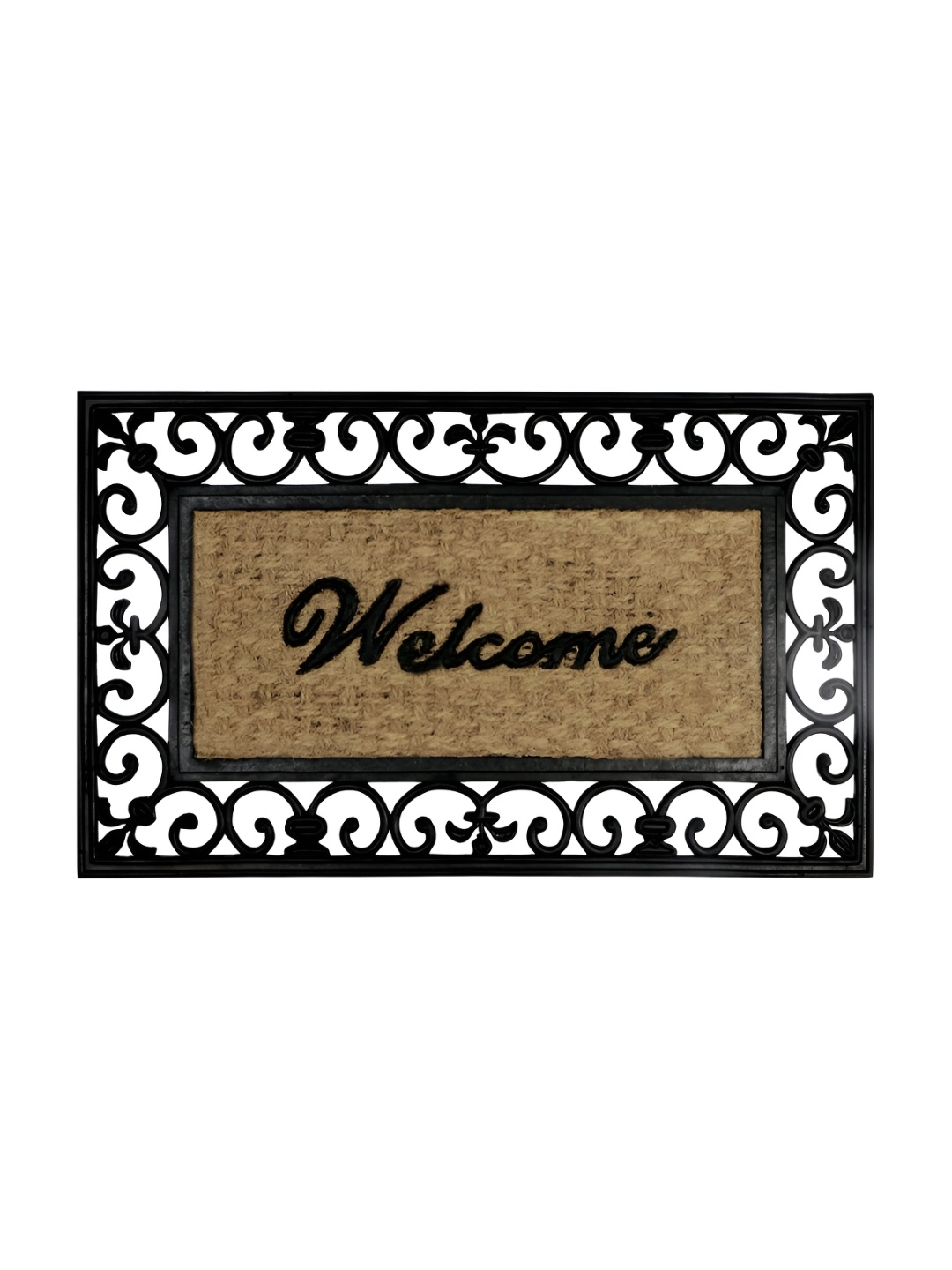 

HOKIPO Brown & Black Textured Rectangle Shaped Anti-Skid Doormat