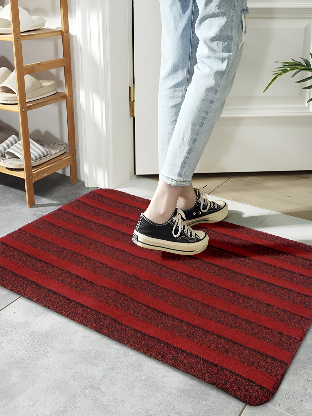 

HOKIPO Red Striped Anti-Skid Doormat