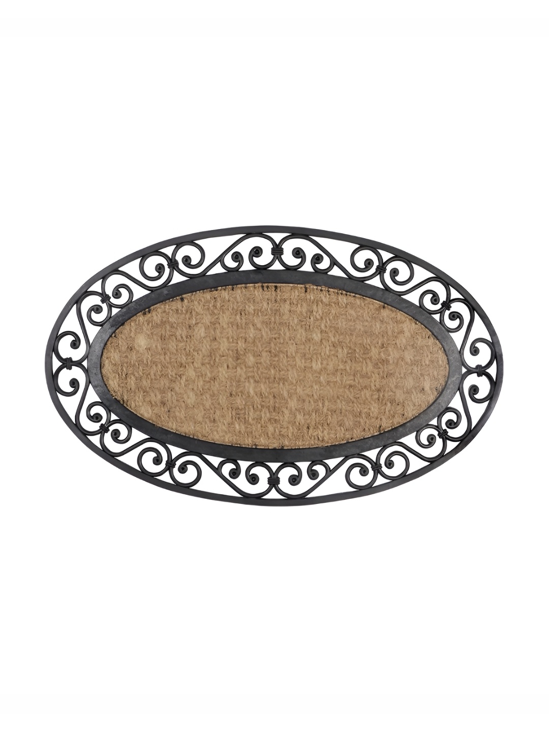 

HOKIPO Brown Textured Oval Shaped Anti-Skid Doormat