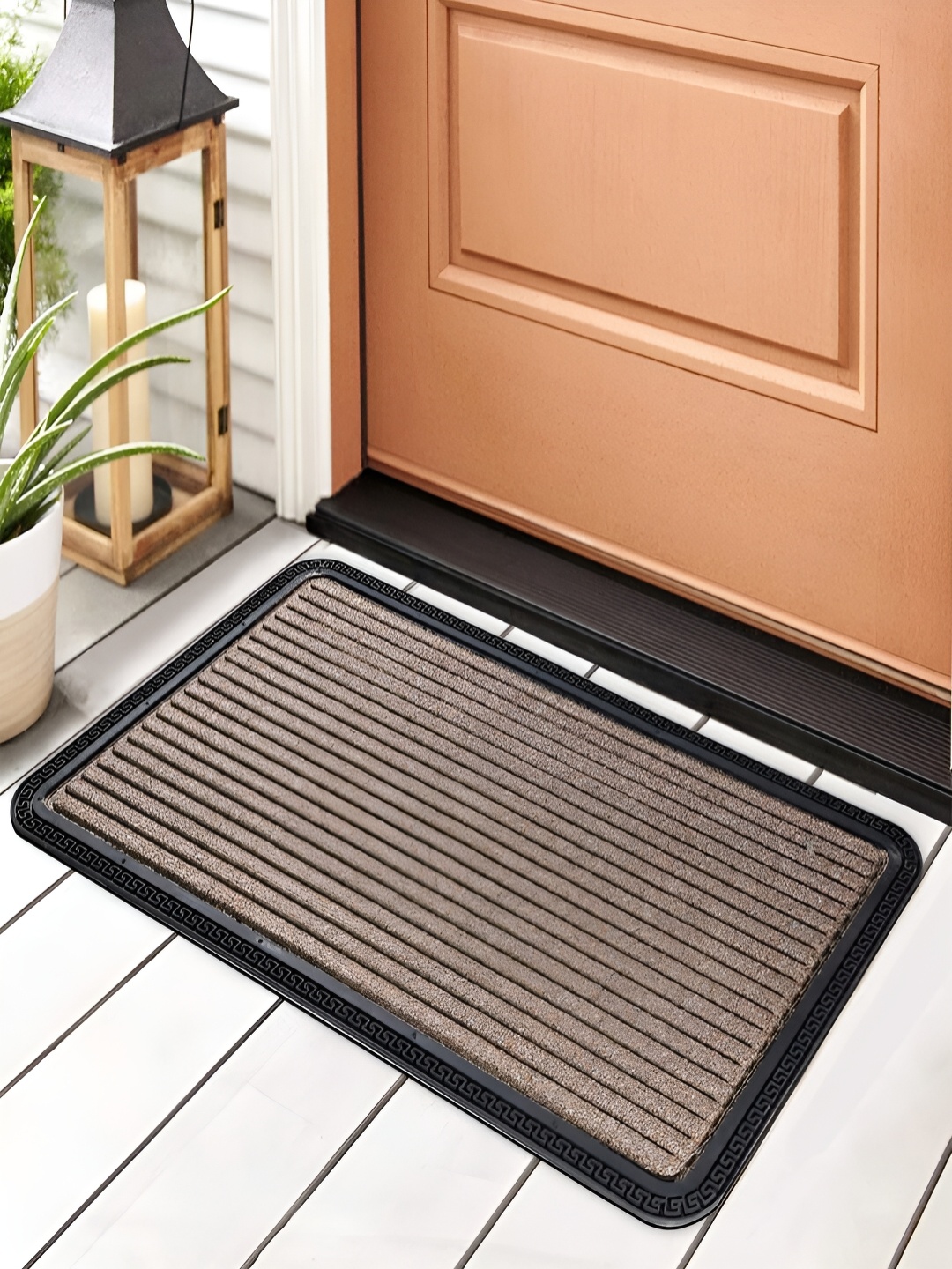 

HOKIPO Brown & Black Textured Anti-Skid Doormat