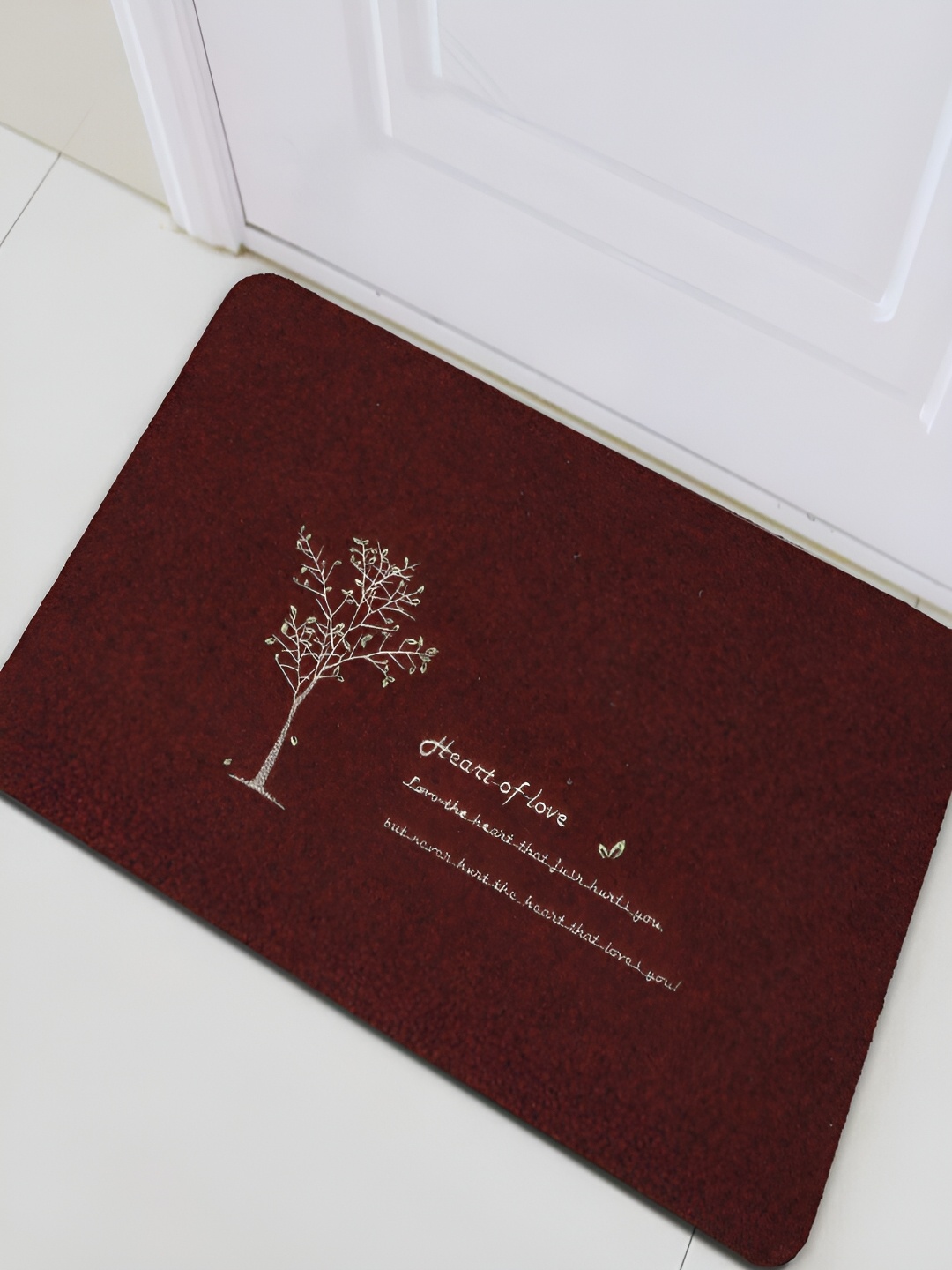 

HOKIPO Maroon Textured Anti-Skid Doormat
