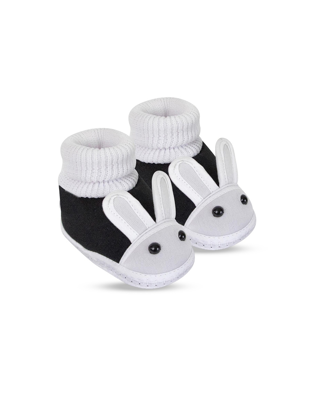 

BAESD Kids Cotton Rabbit Face Slip On Booties, Black