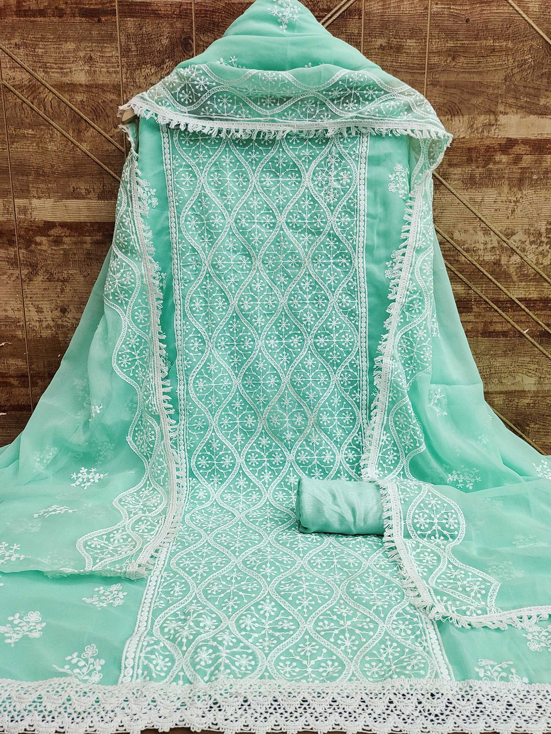 

Panzora Embroidered Unstitched Dress Material, Blue