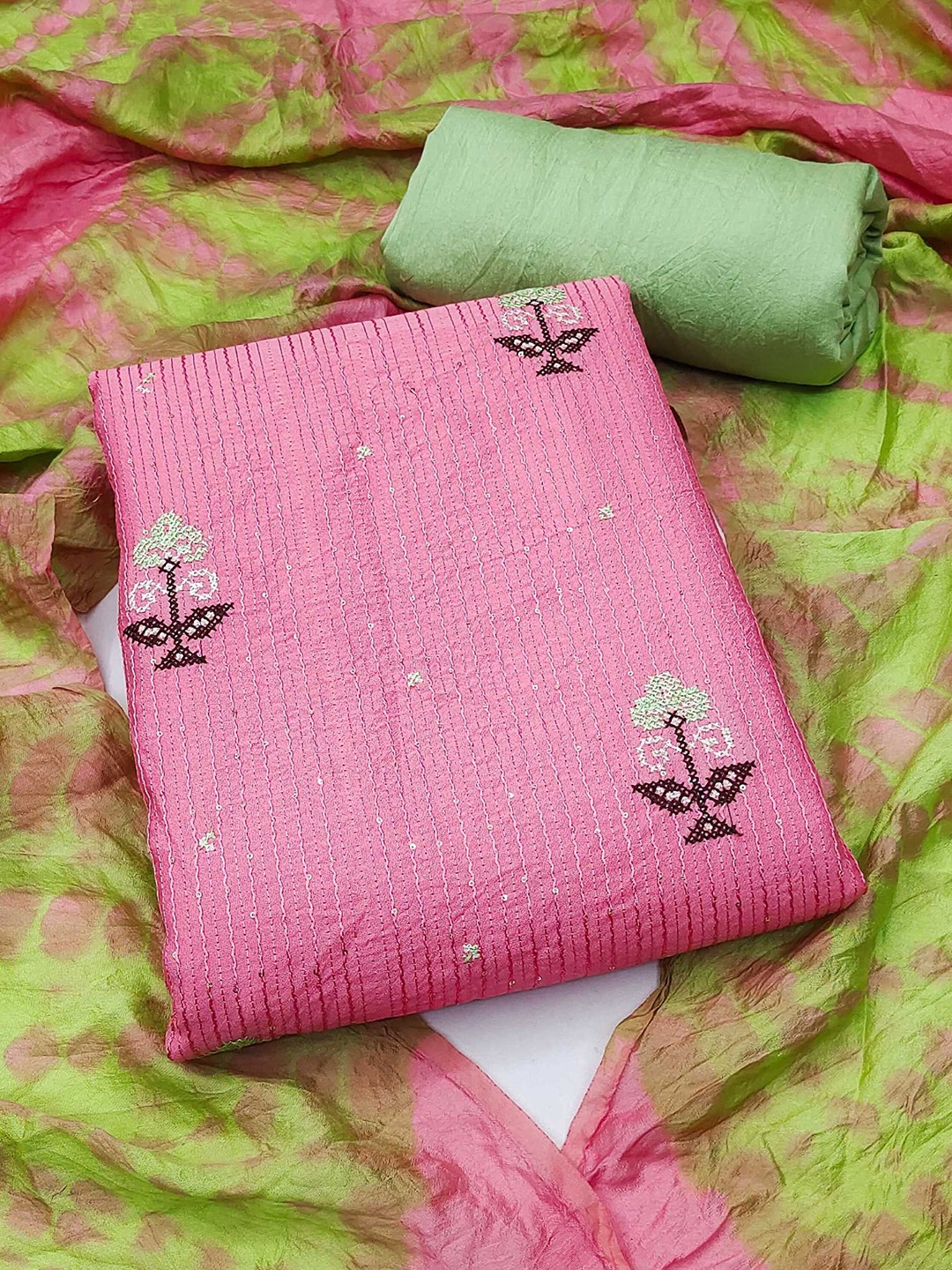 

Panzora Embroidered Unstitched Dress Material, Pink