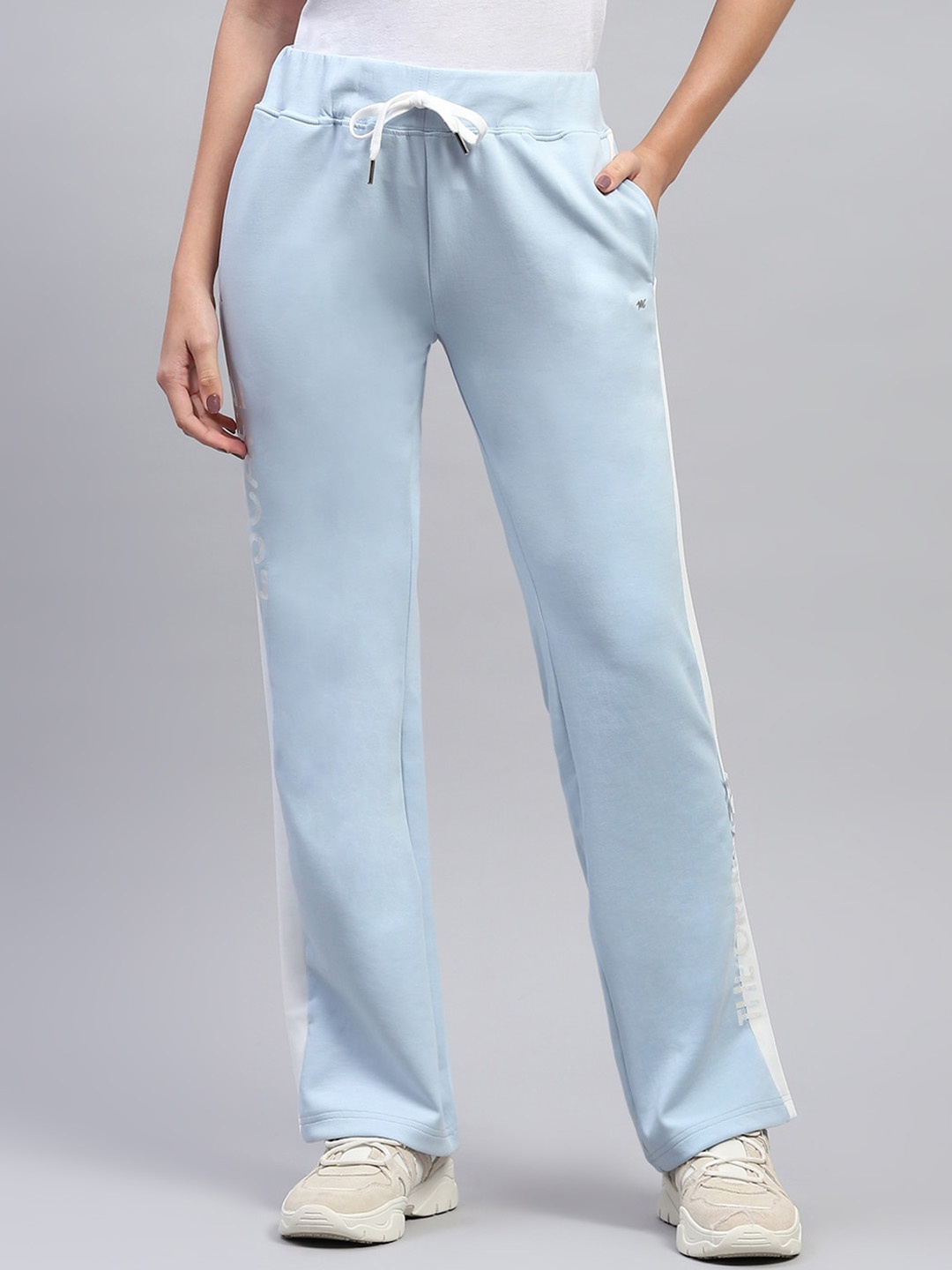 

Monte Carlo Women Printed Detailed Cotton Terry Track Pant, Blue