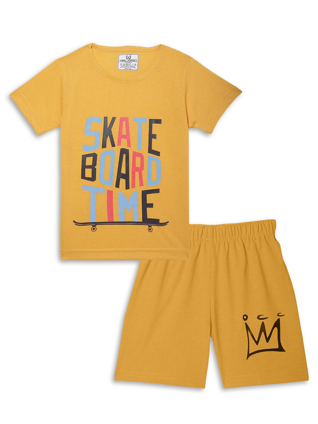 

MACK JONNEY Kids Printed T-Shirt With Shorts, Yellow