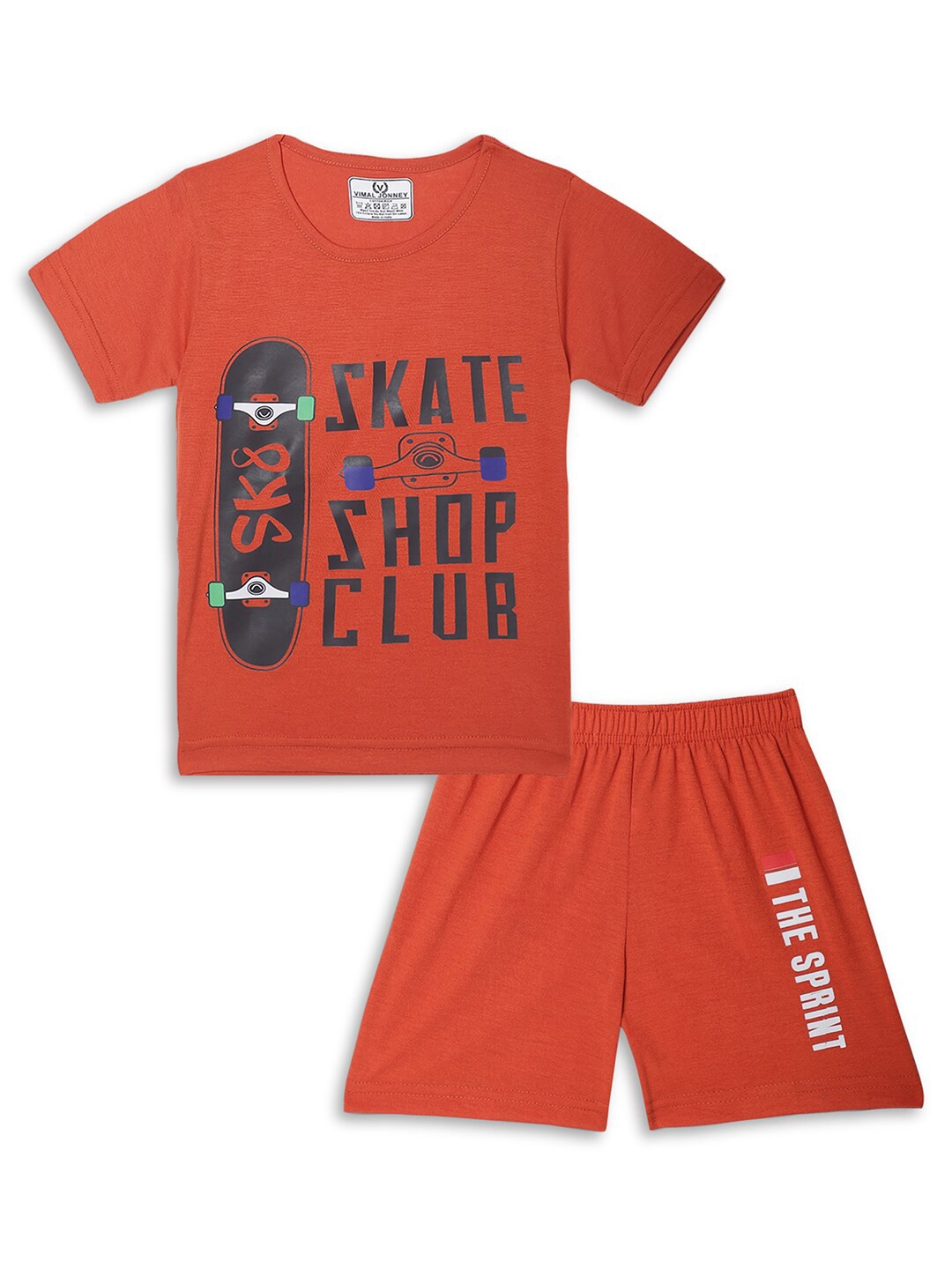

VIMAL JONNEY Kids Printed T-shirt with Shorts, Rust