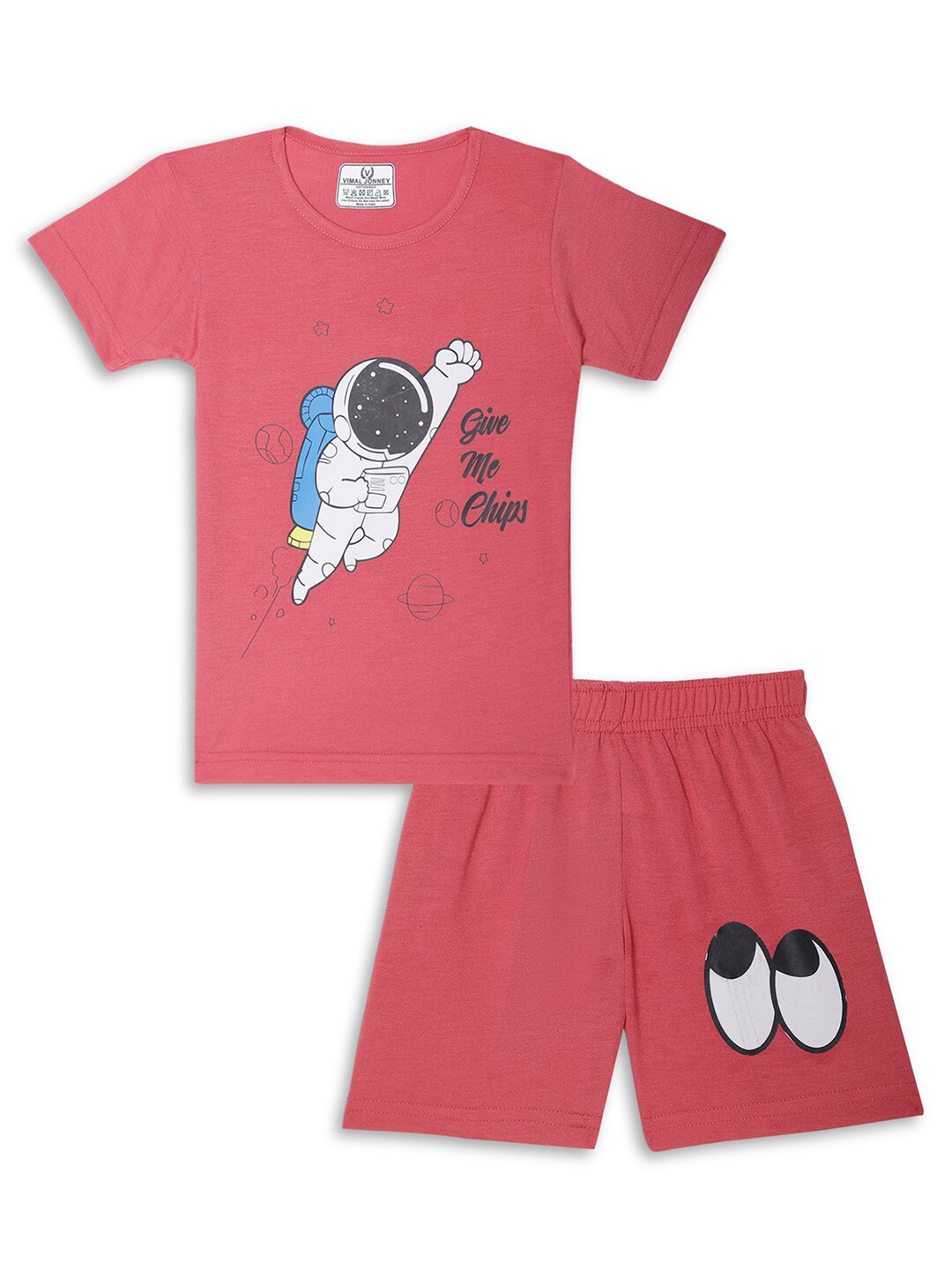 

MACK JONNEY Kids Printed T-shirt with Shorts, Pink
