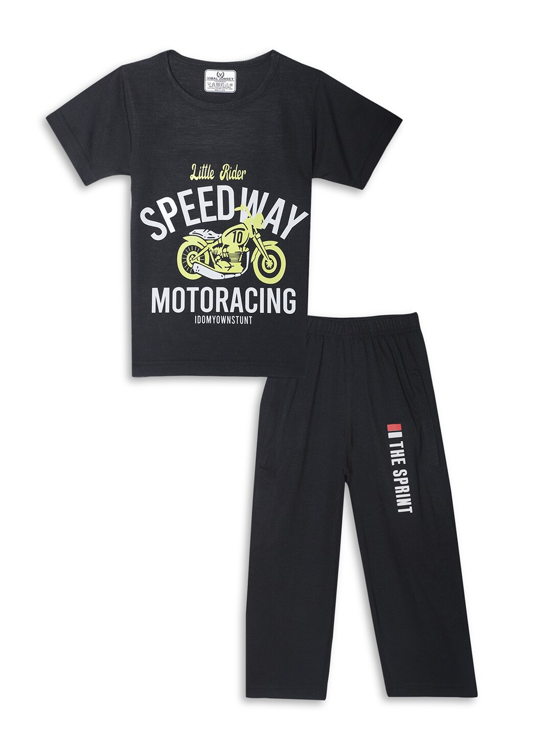 

MACK JONNEY Kids Printed T-shirt with Pyjamas, Black