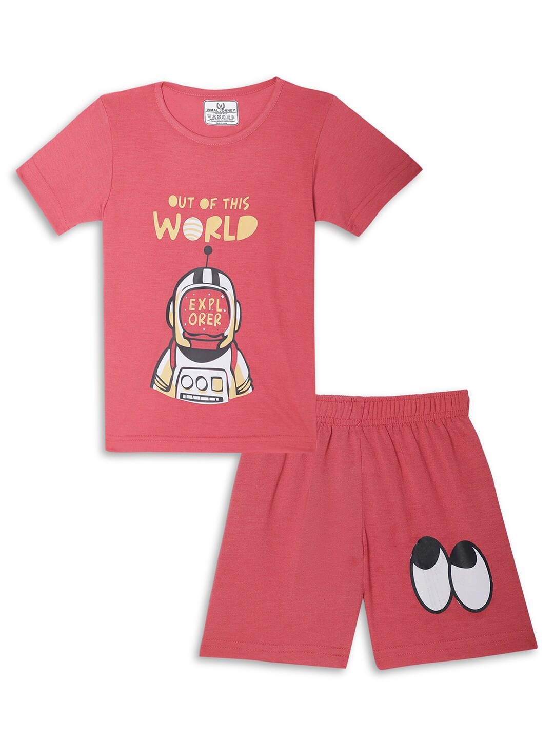 

MACK JONNEY Kids Printed T-Shirt With Shorts, Pink