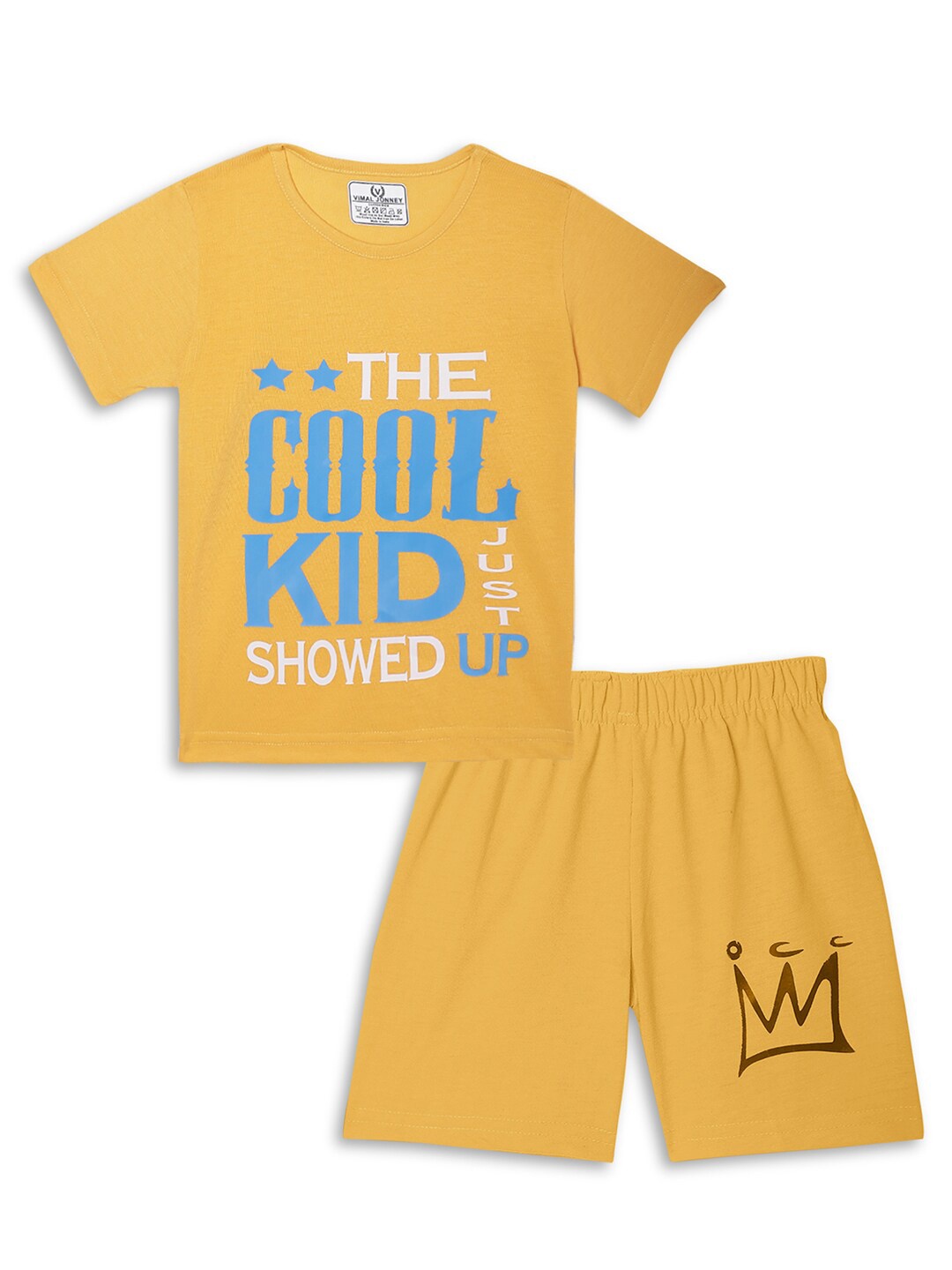 

MACK JONNEY Kids Printed T-Shirt With Shorts, Yellow