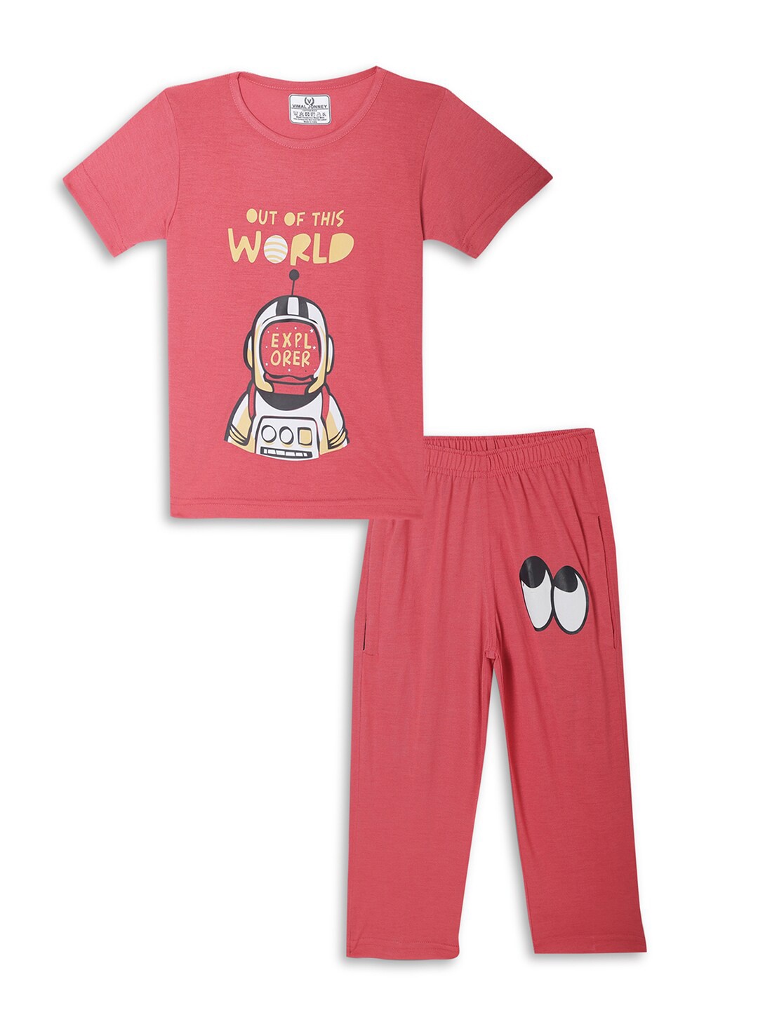 

VIMAL JONNEY Kids Printed T-shirt with Pyjamas, Pink