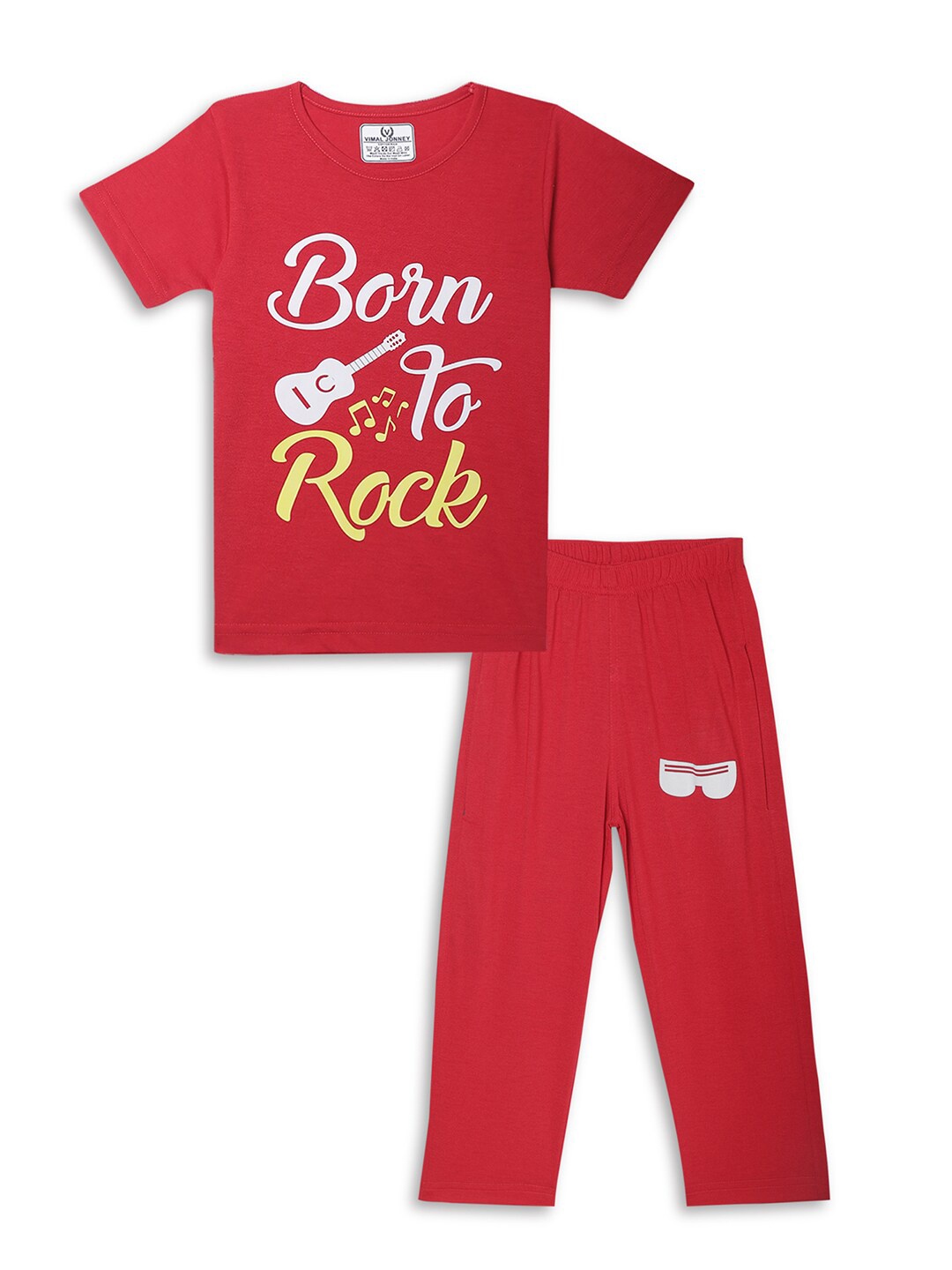 

VIMAL JONNEY Kids Printed T-shirt with Shorts, Red