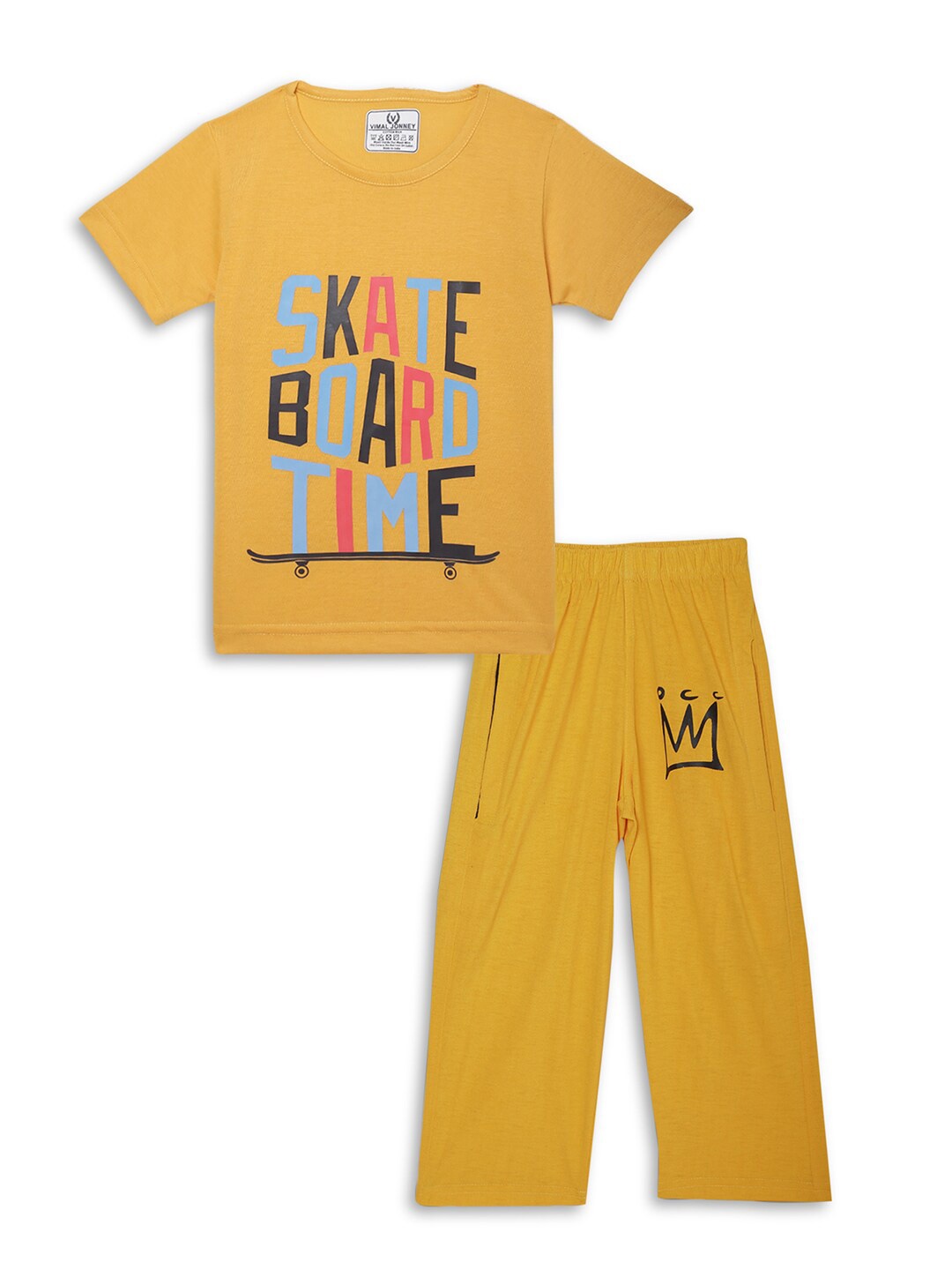 

MACK JONNEY Kids Printed T-shirt with Pyjamas, Yellow