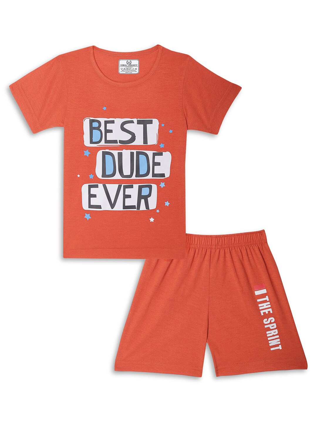 

VIMAL JONNEY Kids Printed T-shirt with Shorts, Rust